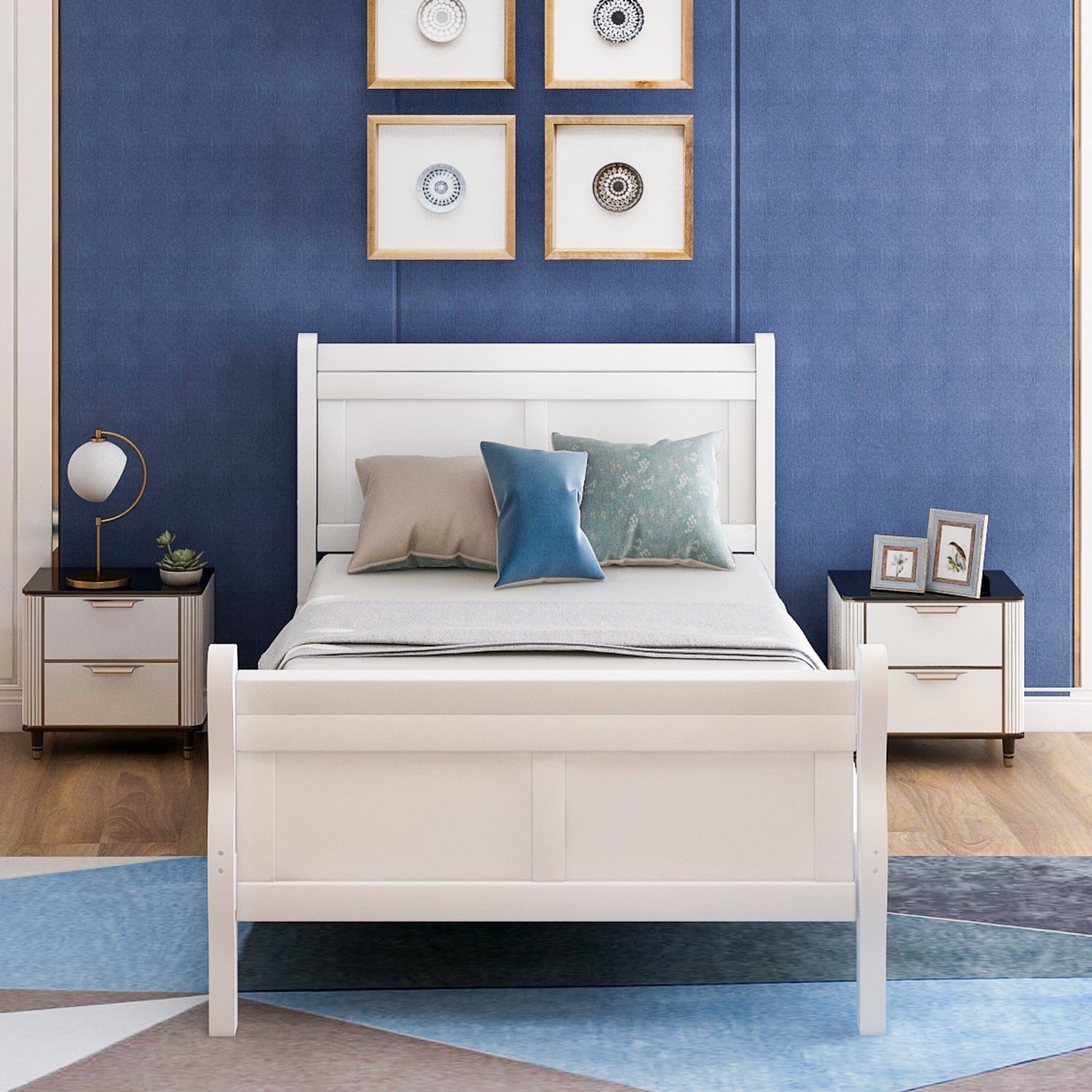 Une Solid Wood Twin Platform Bed Frame