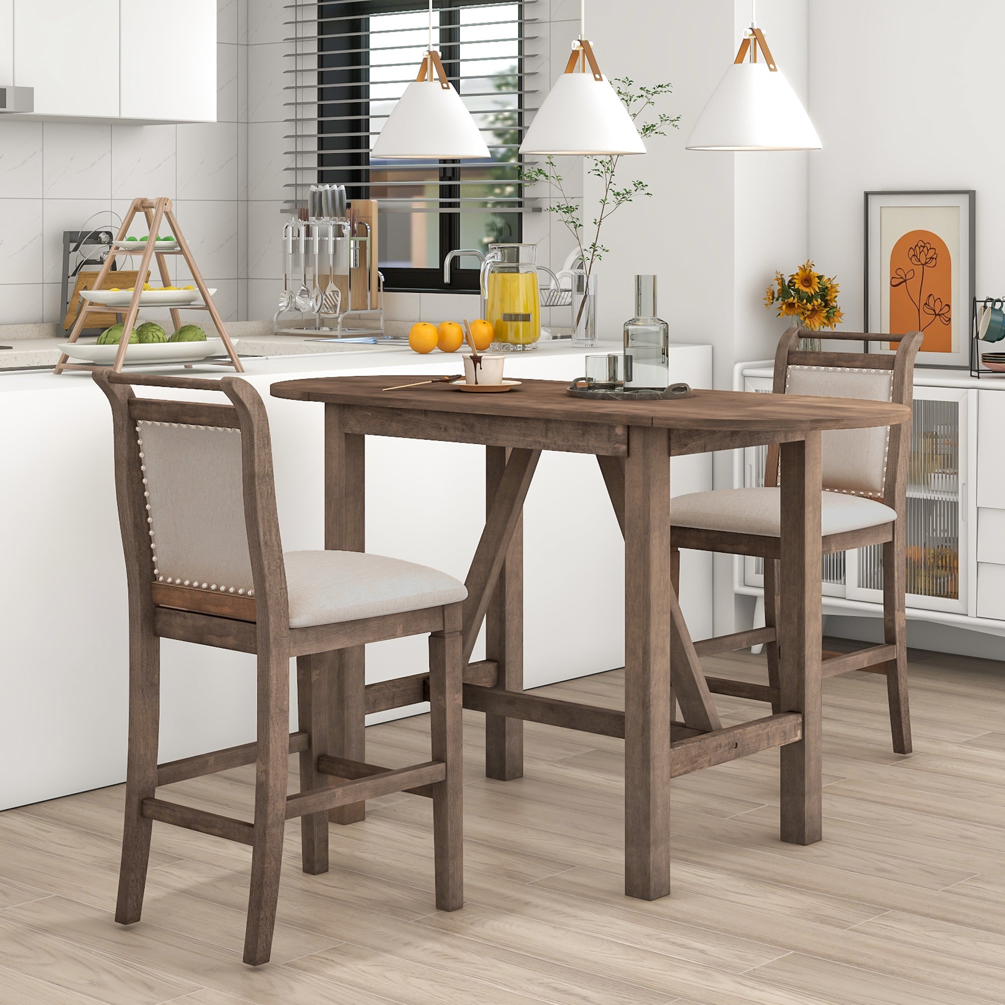 Oskar 3-Piece Solid Wood Dining Set