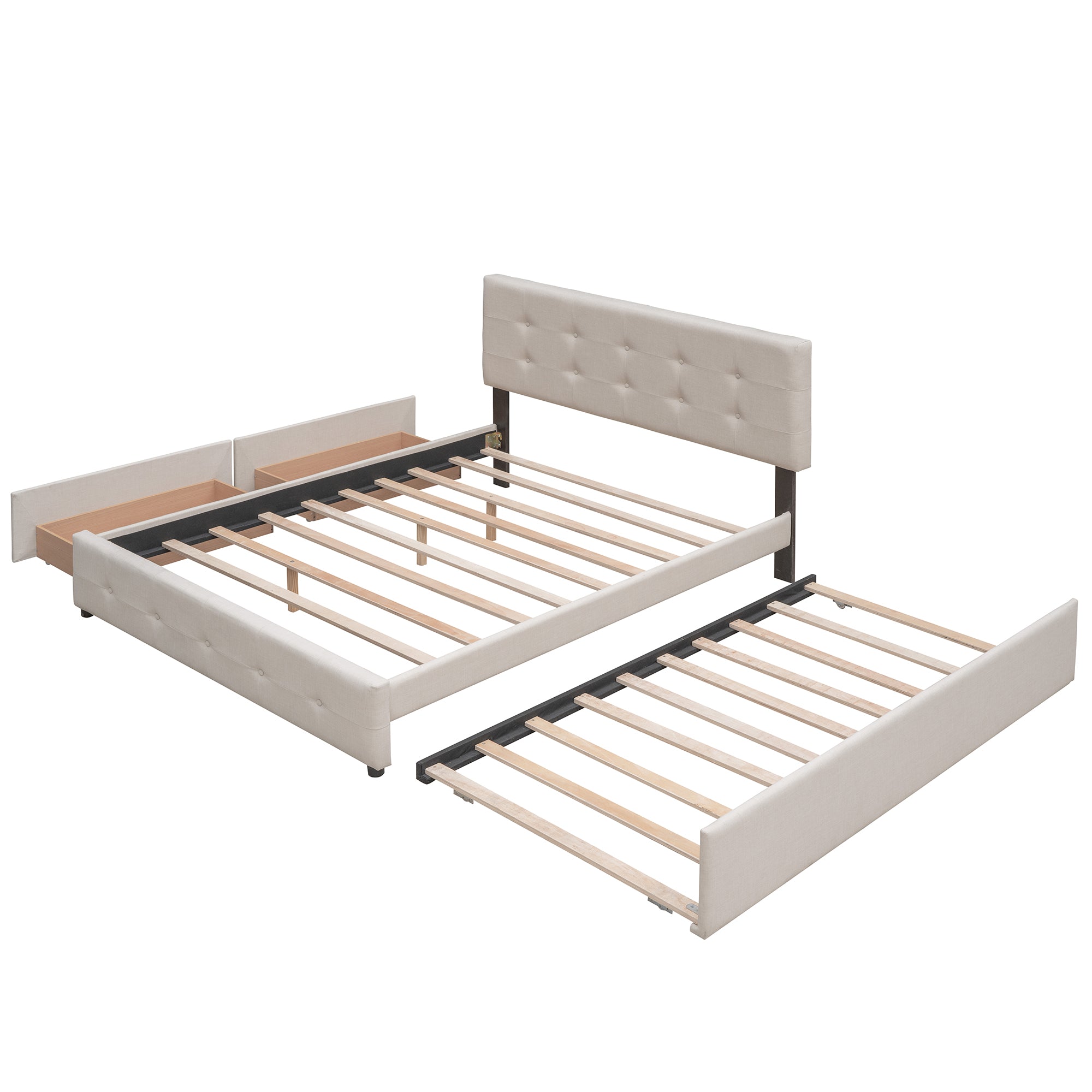Saga Linen Queen Platform Bed Frame