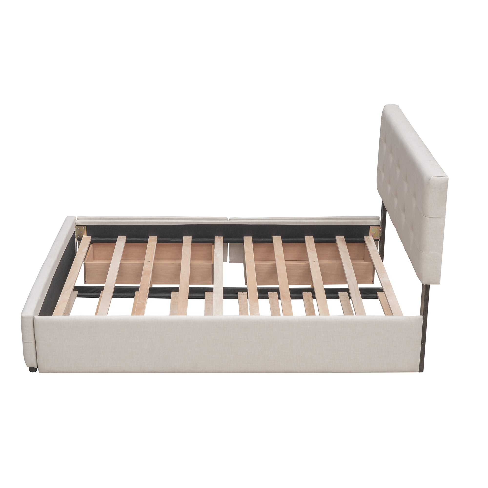 Saga Linen Queen Platform Bed Frame