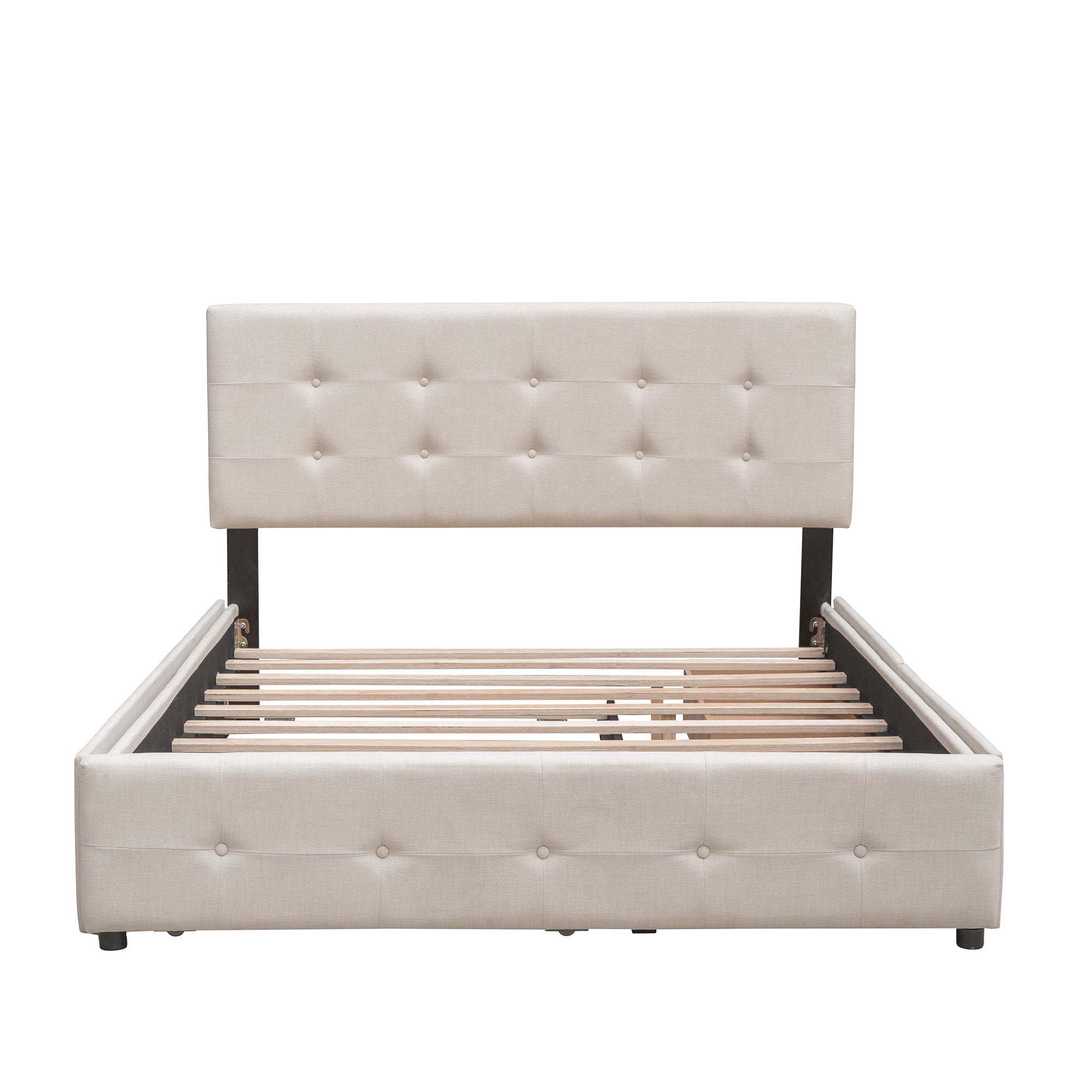 Saga Linen Queen Platform Bed Frame