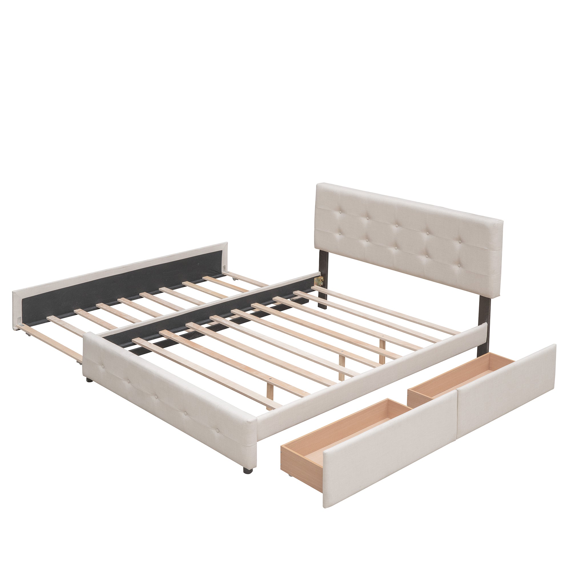 Saga Linen Queen Platform Bed Frame