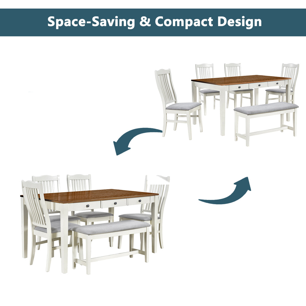Disa 6-Piece Solid Wood Dining Set