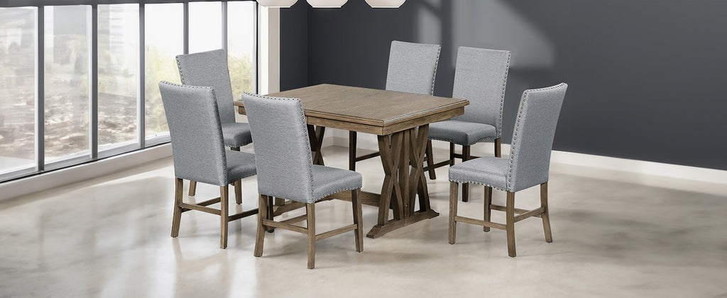 Hakan 7-Piece Extendable Solid Wood Dining Set