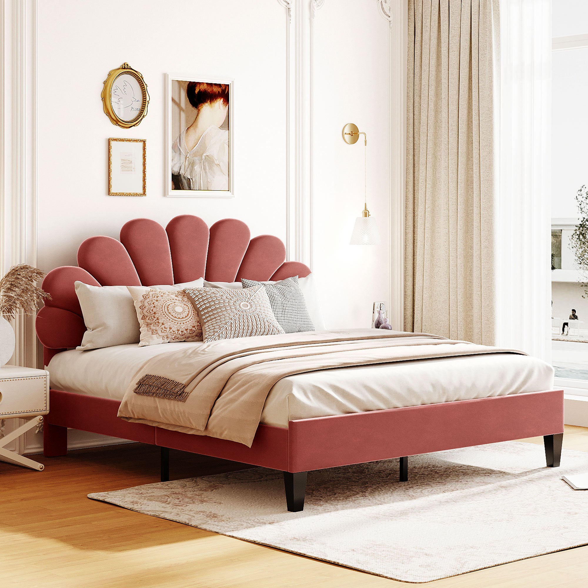Nanne Velvet Queen Platform Bed Frame