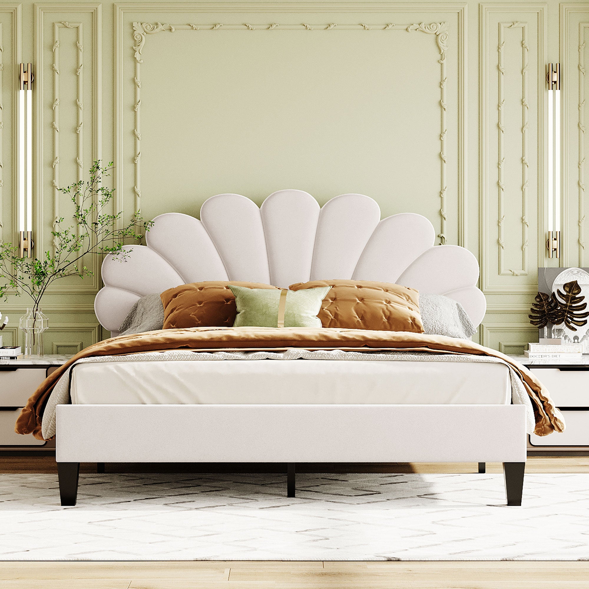 Nanne Velvet Queen Platform Bed Frame