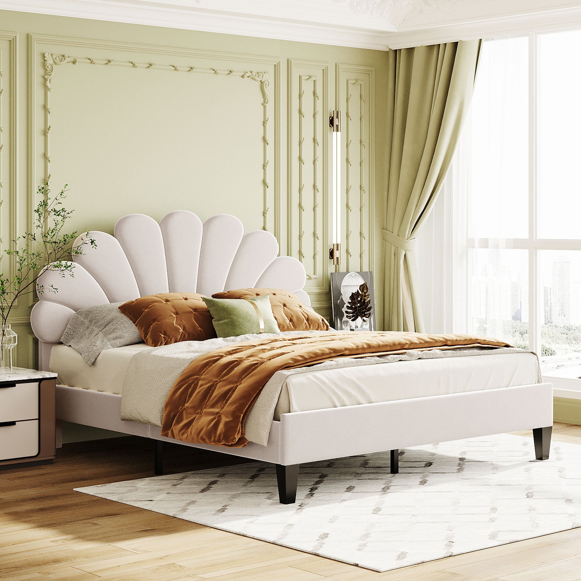 Nanne Velvet Queen Platform Bed Frame