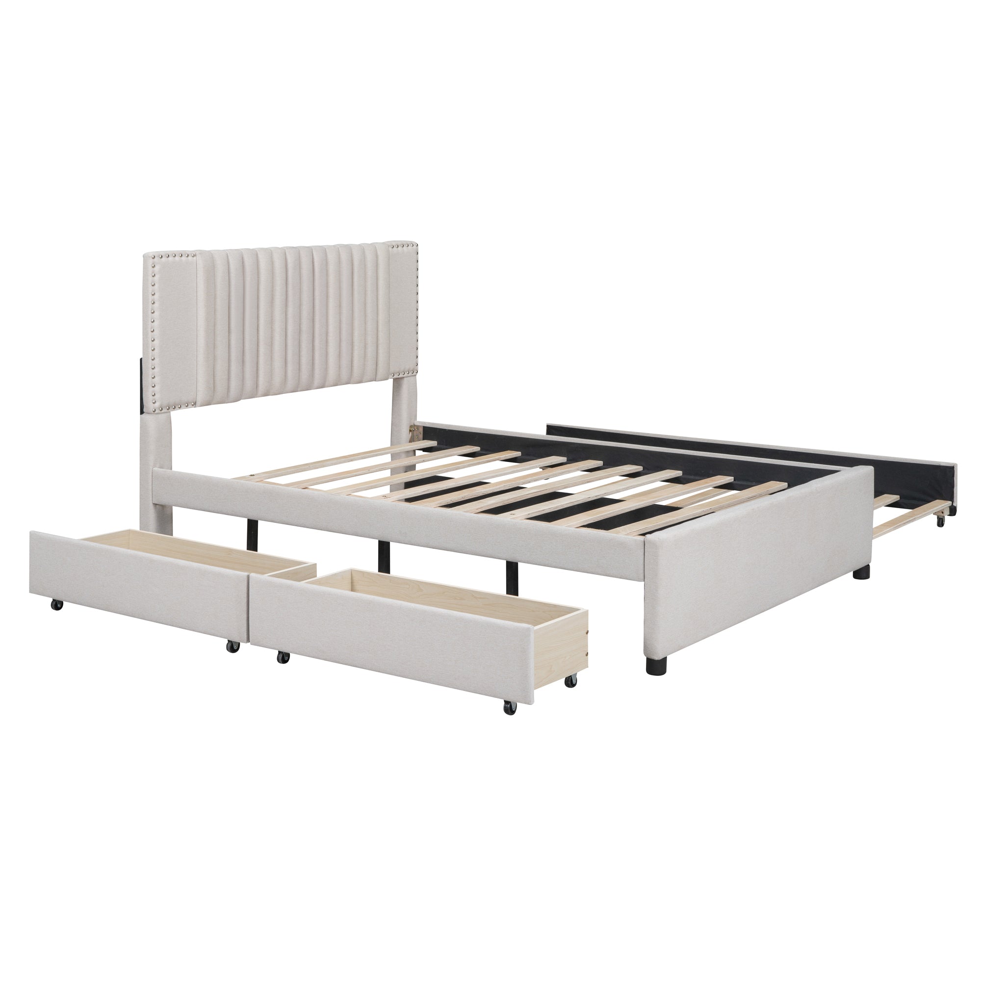Hanne Linen Full Platform Bed Frame