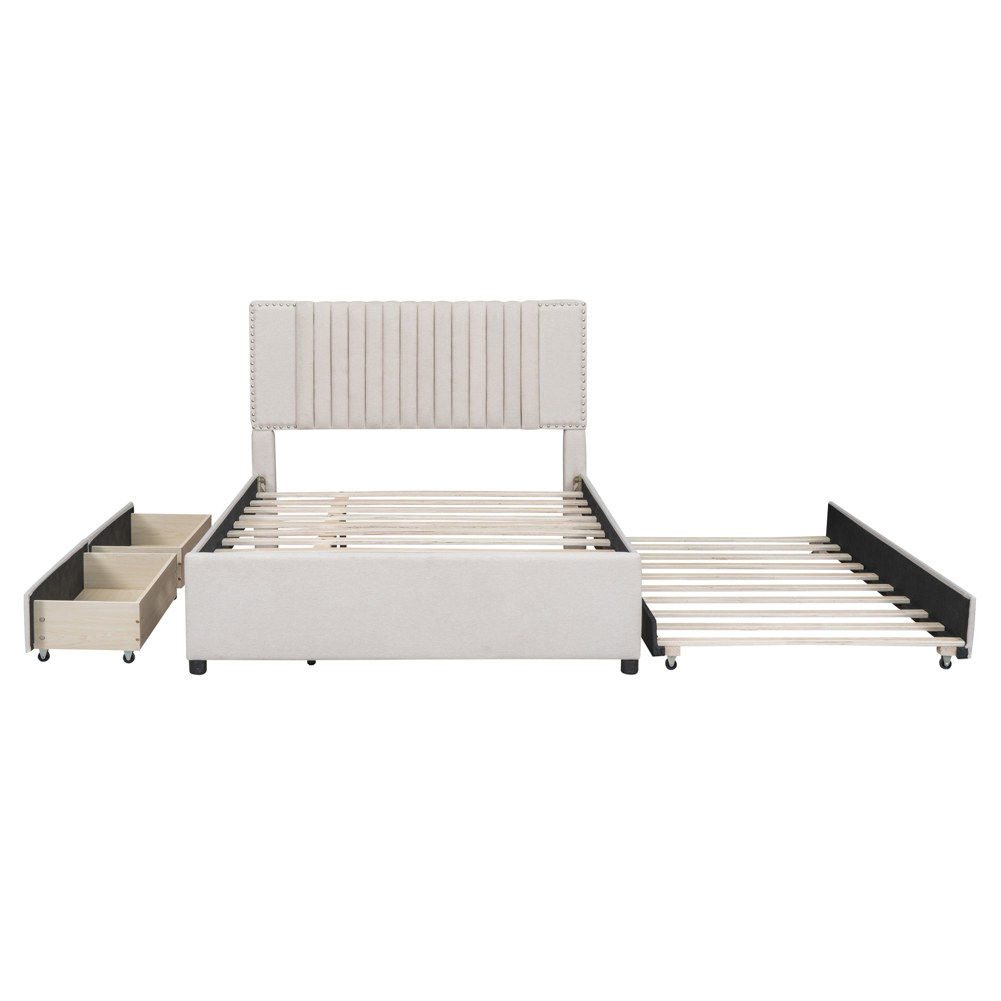 Hanne Linen Full Platform Bed Frame