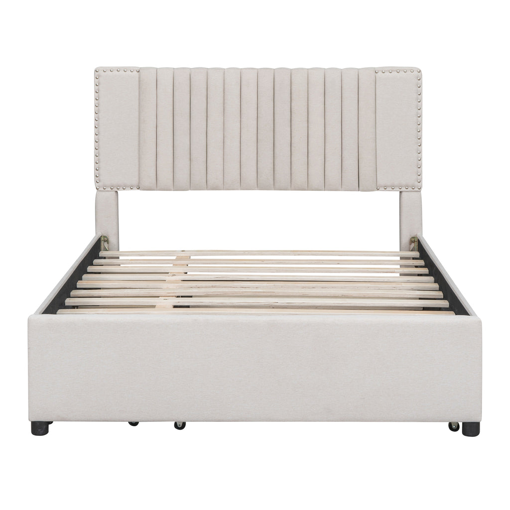 Hanne Linen Full Platform Bed Frame