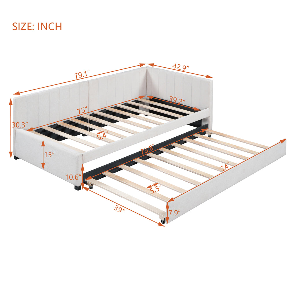 Asger Linen Twin Bed Frame