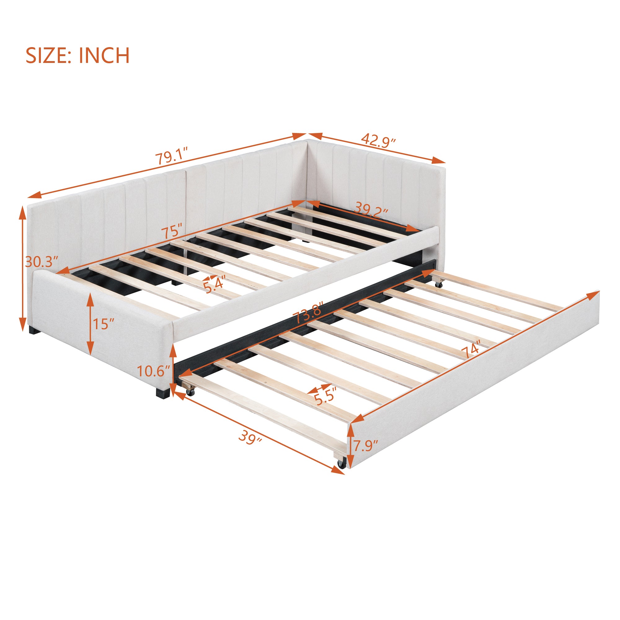 Asger Linen Twin Bed Frame