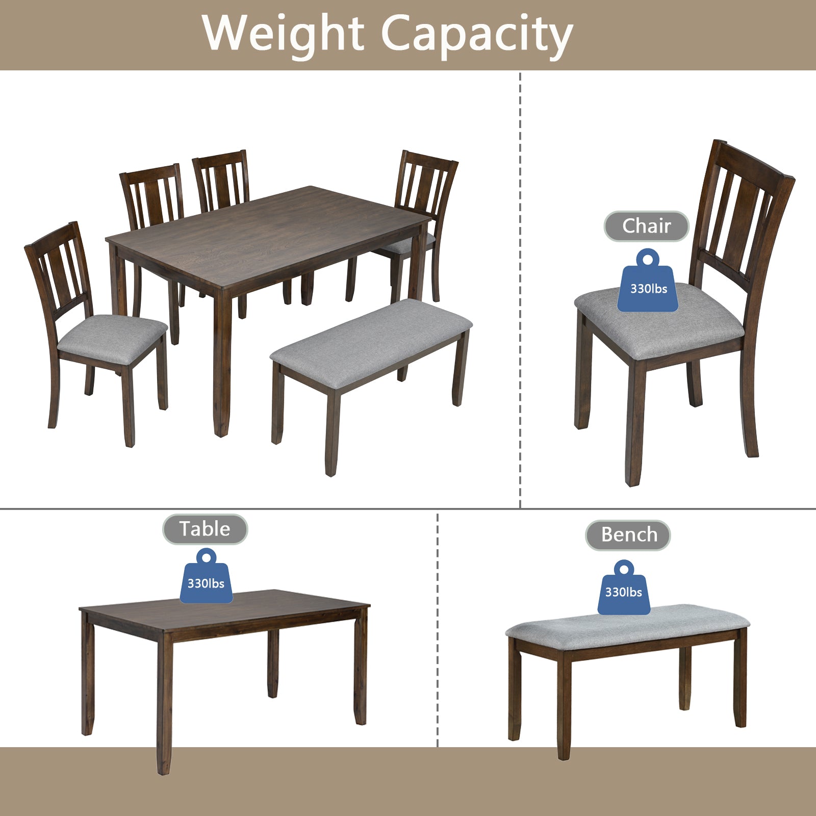 Brede 6-Piece Walnut Dining Set