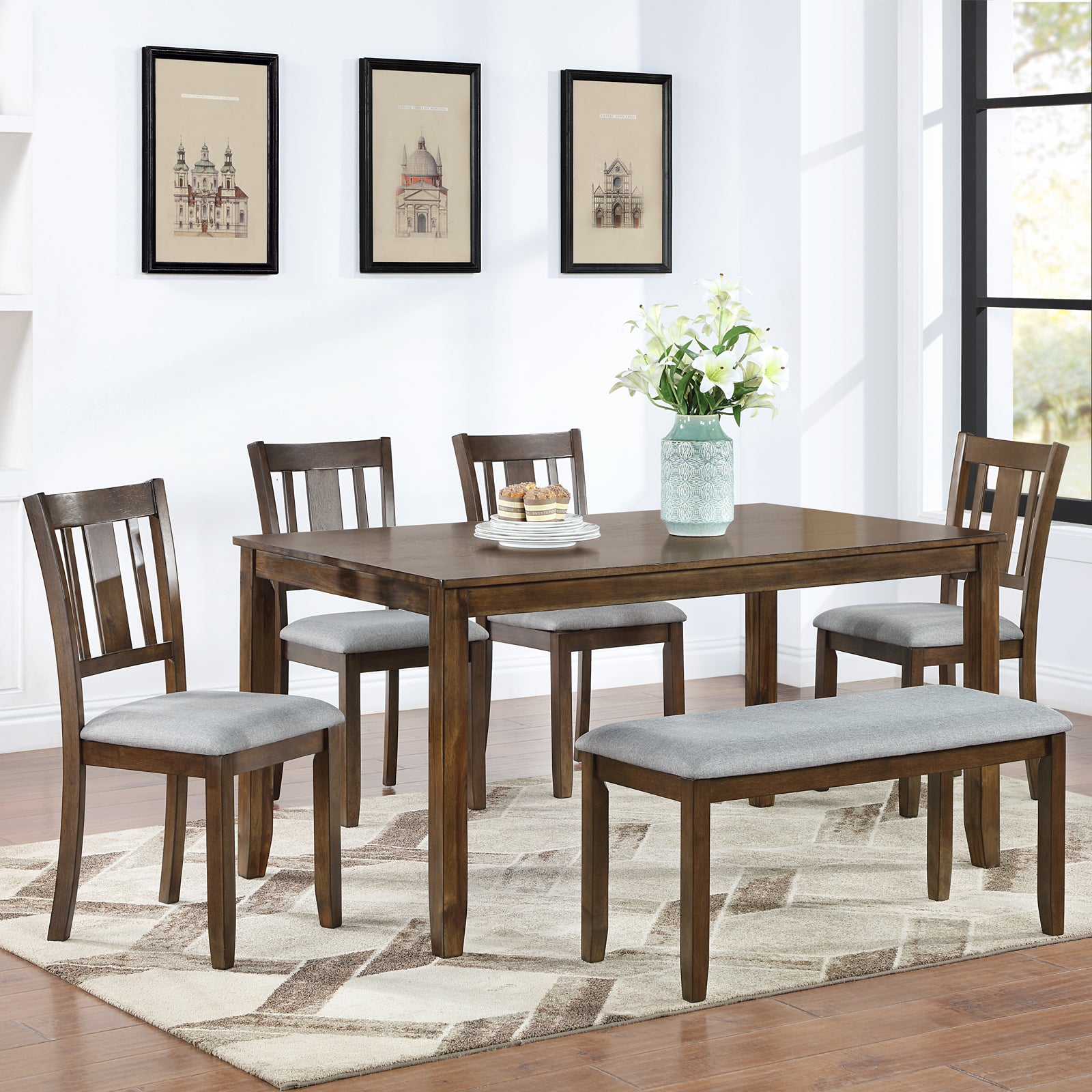 Brede 6-Piece Walnut Dining Set