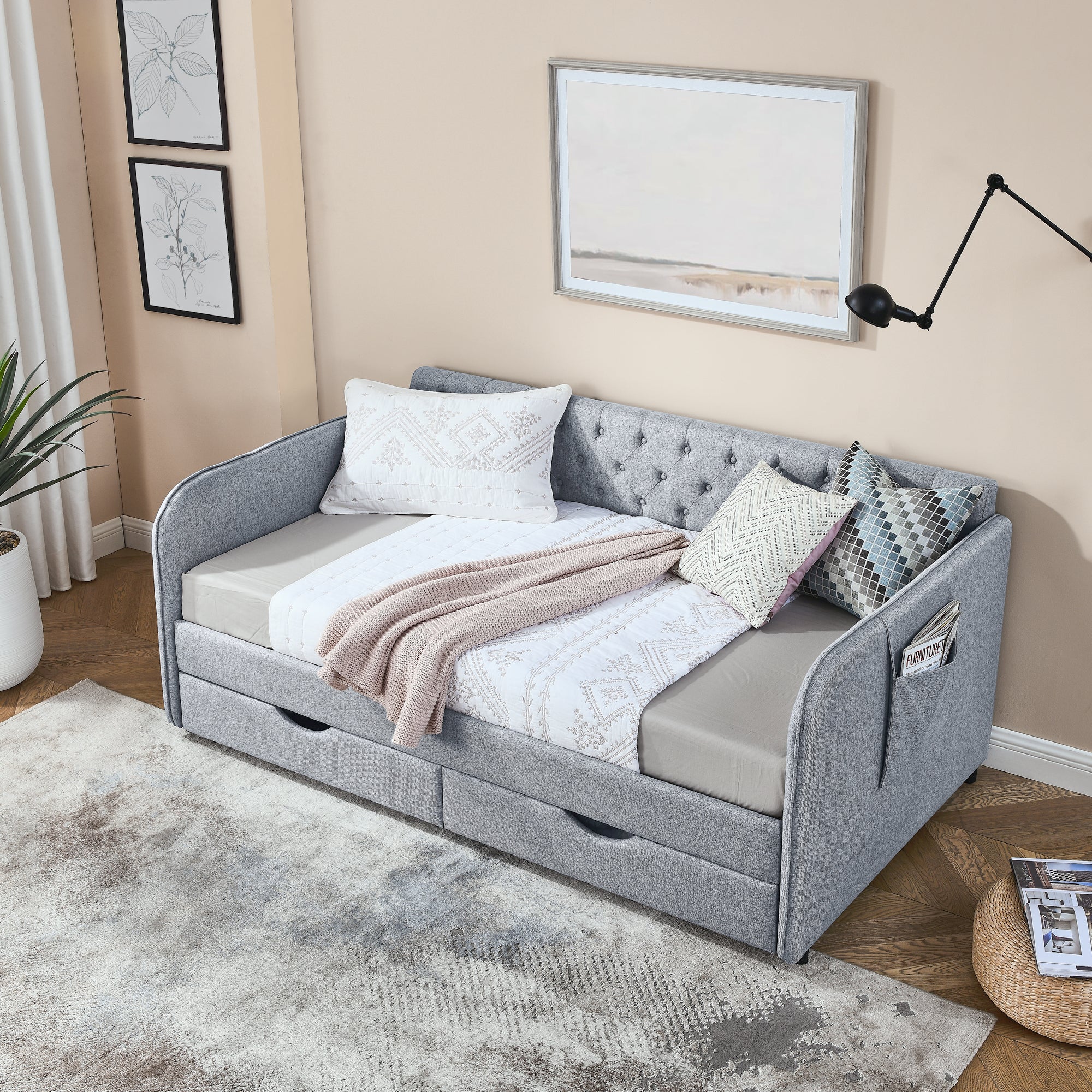 Ciri Storage Linen Sofa Bed
