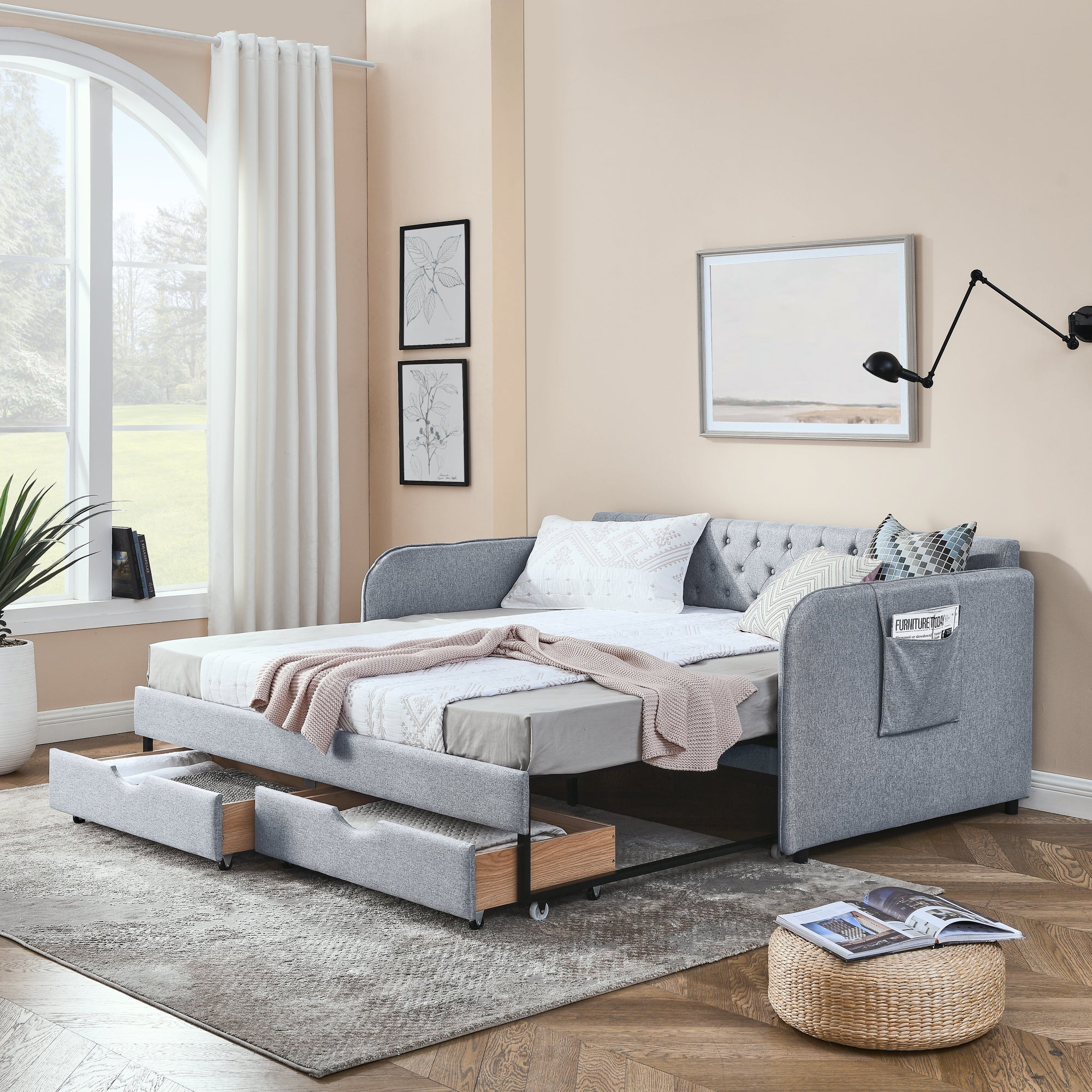 Ciri Storage Linen Sofa Bed