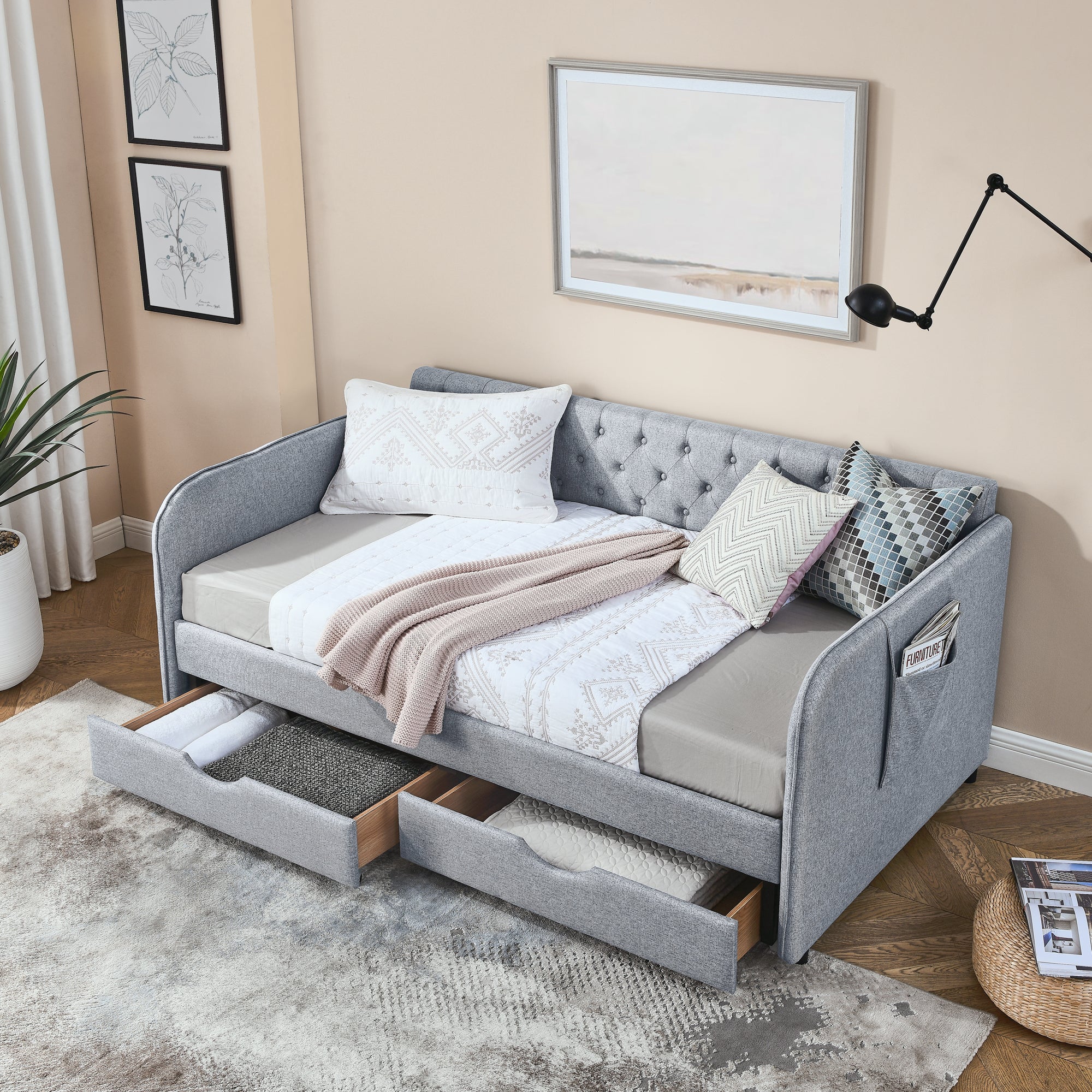 Ciri Storage Linen Sofa Bed