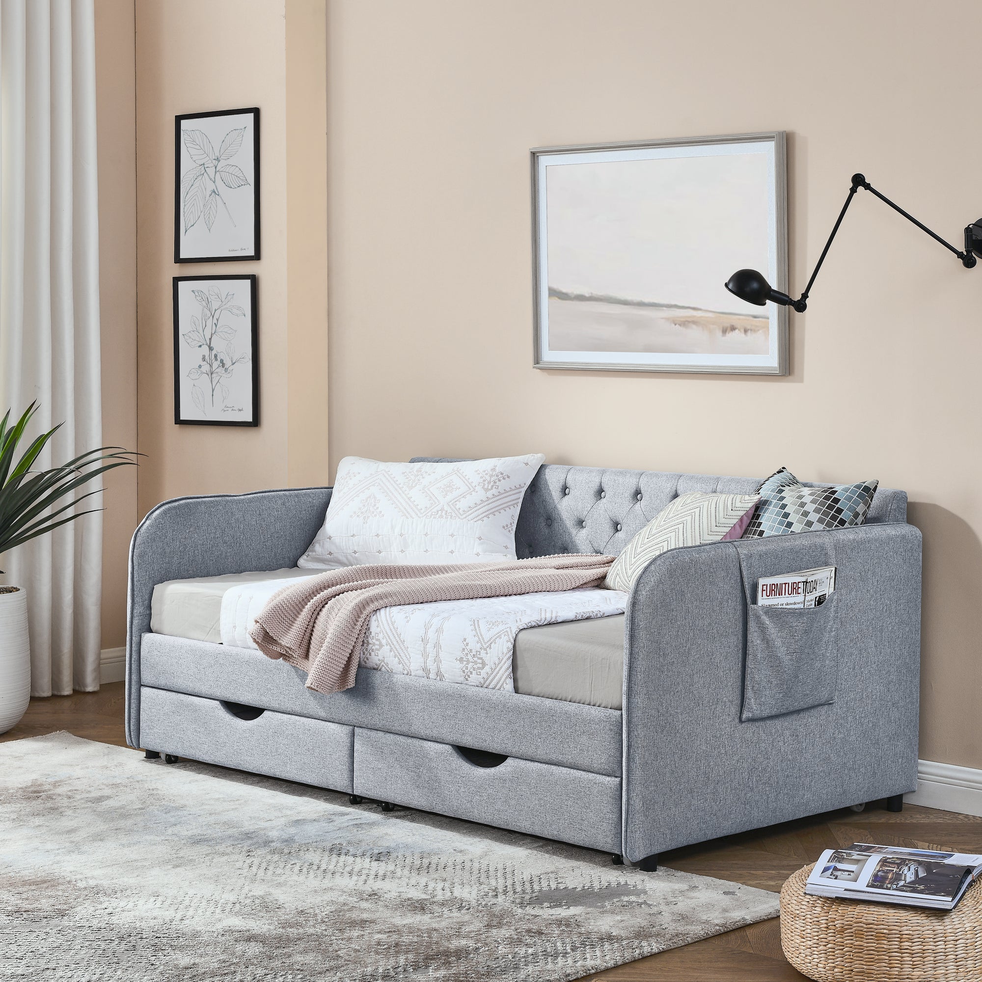 Ciri Storage Linen Sofa Bed