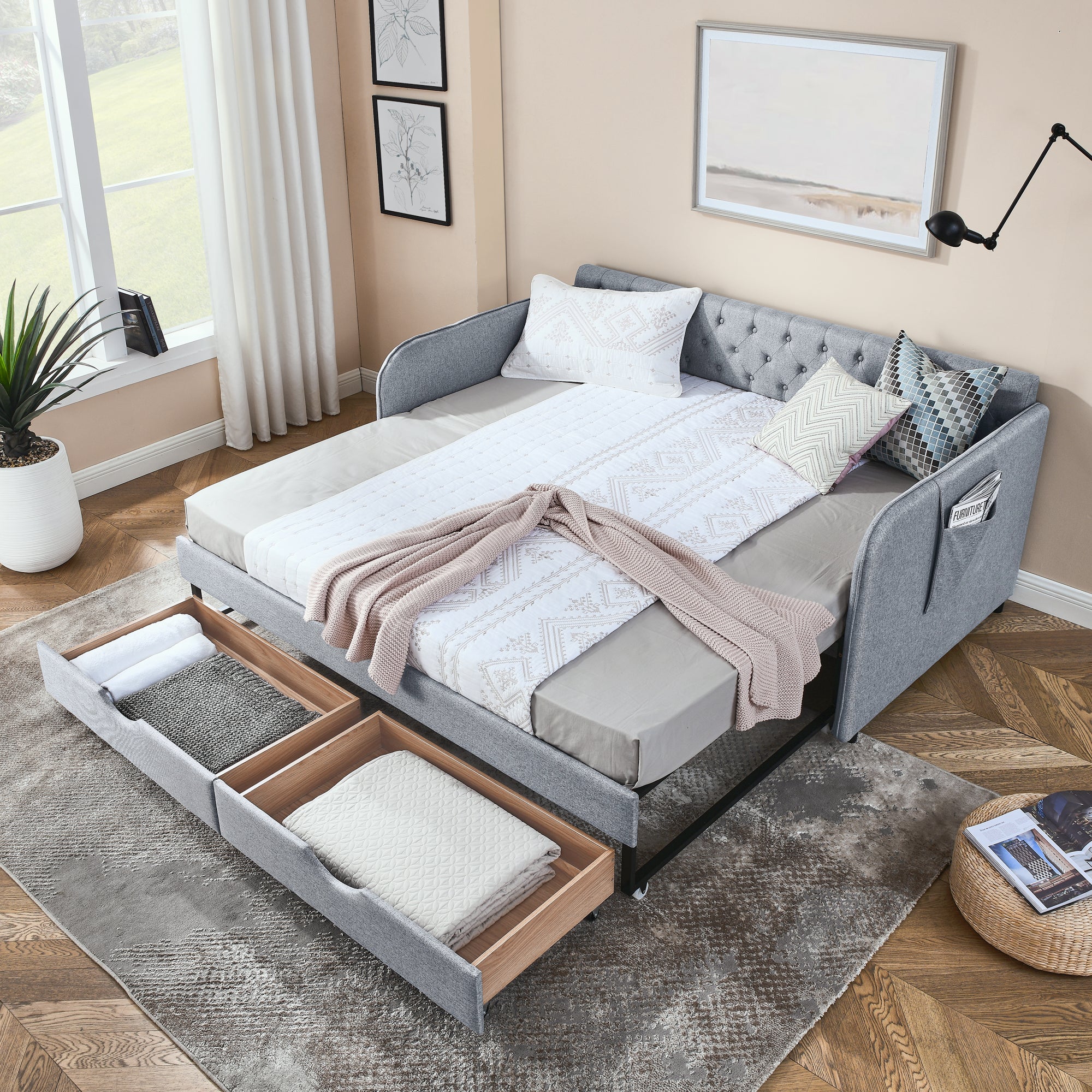 Ciri Storage Linen Sofa Bed