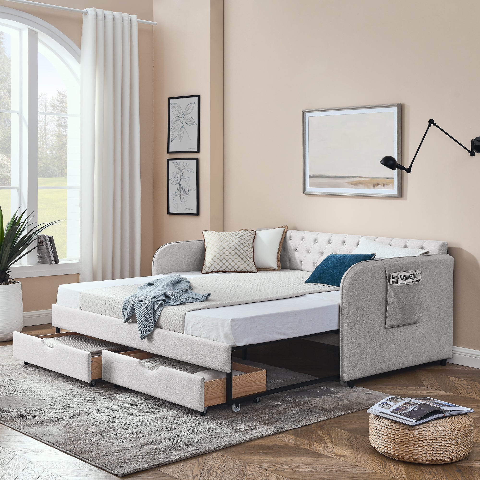 Ciri Storage Linen Sofa Bed