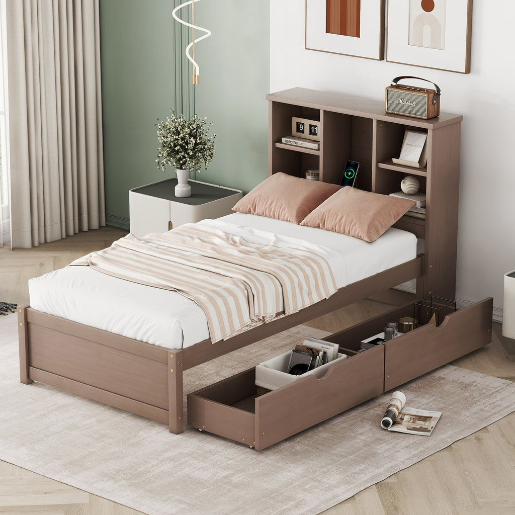 Mette Walnut Twin Bed Frame
