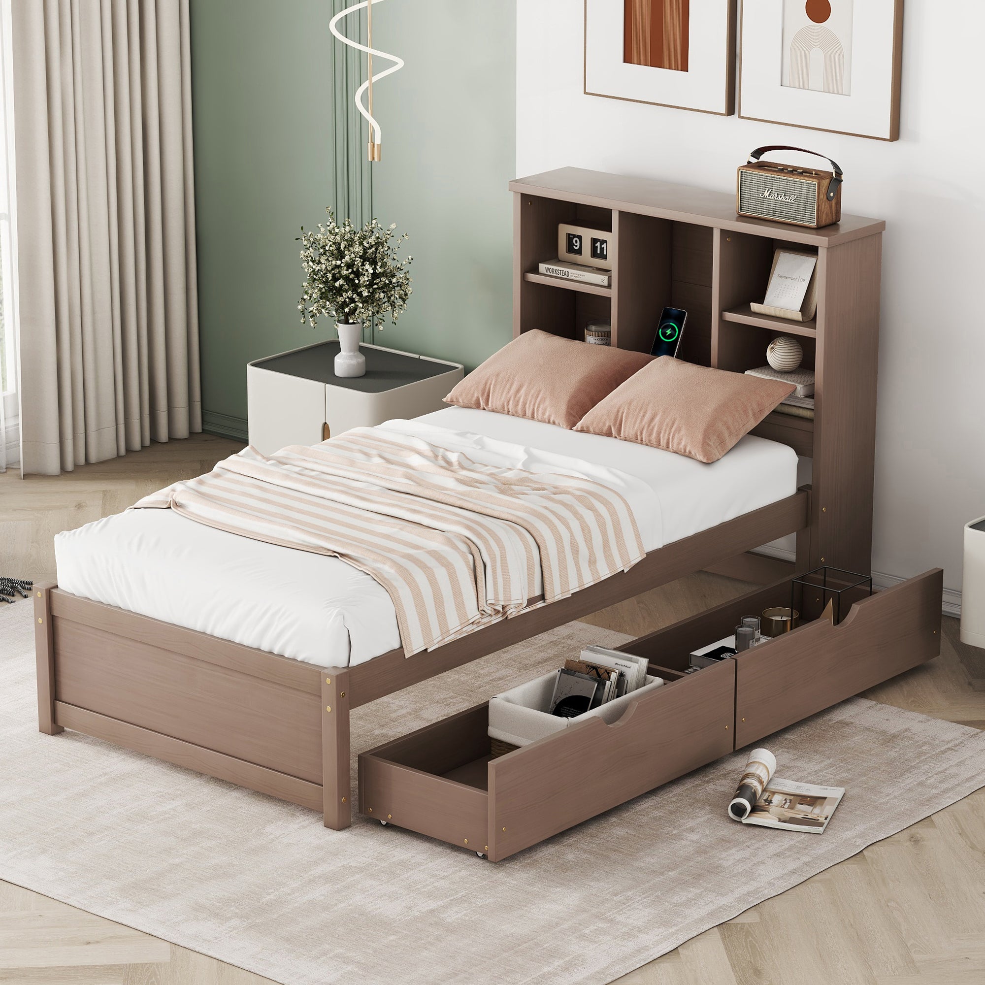 Mette Walnut Twin Bed Frame