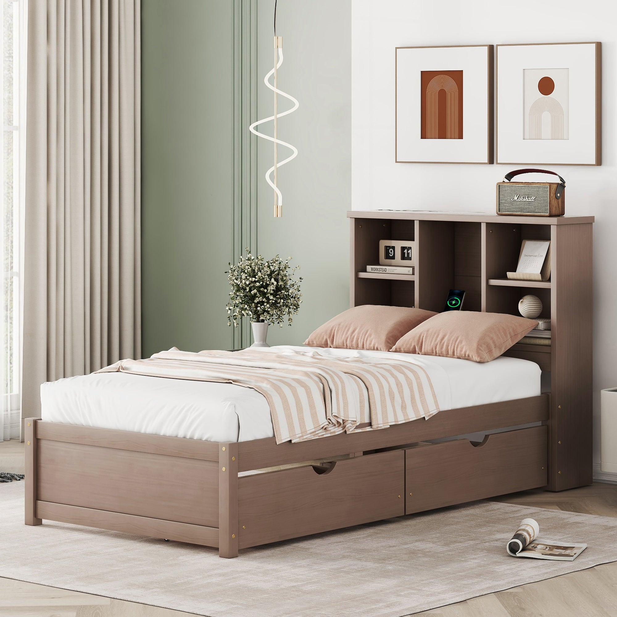 Mette Walnut Twin Bed Frame