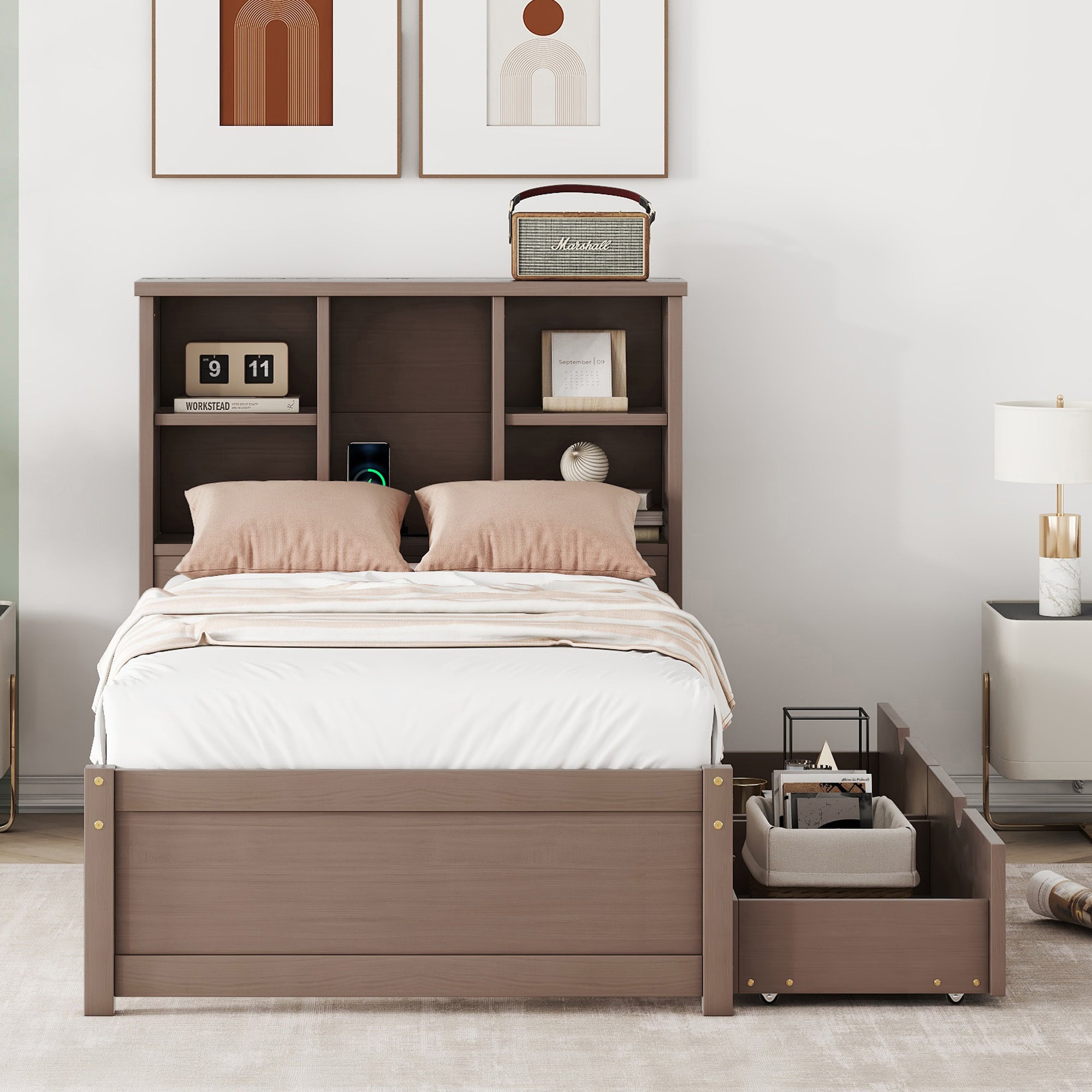 Mette Walnut Twin Bed Frame