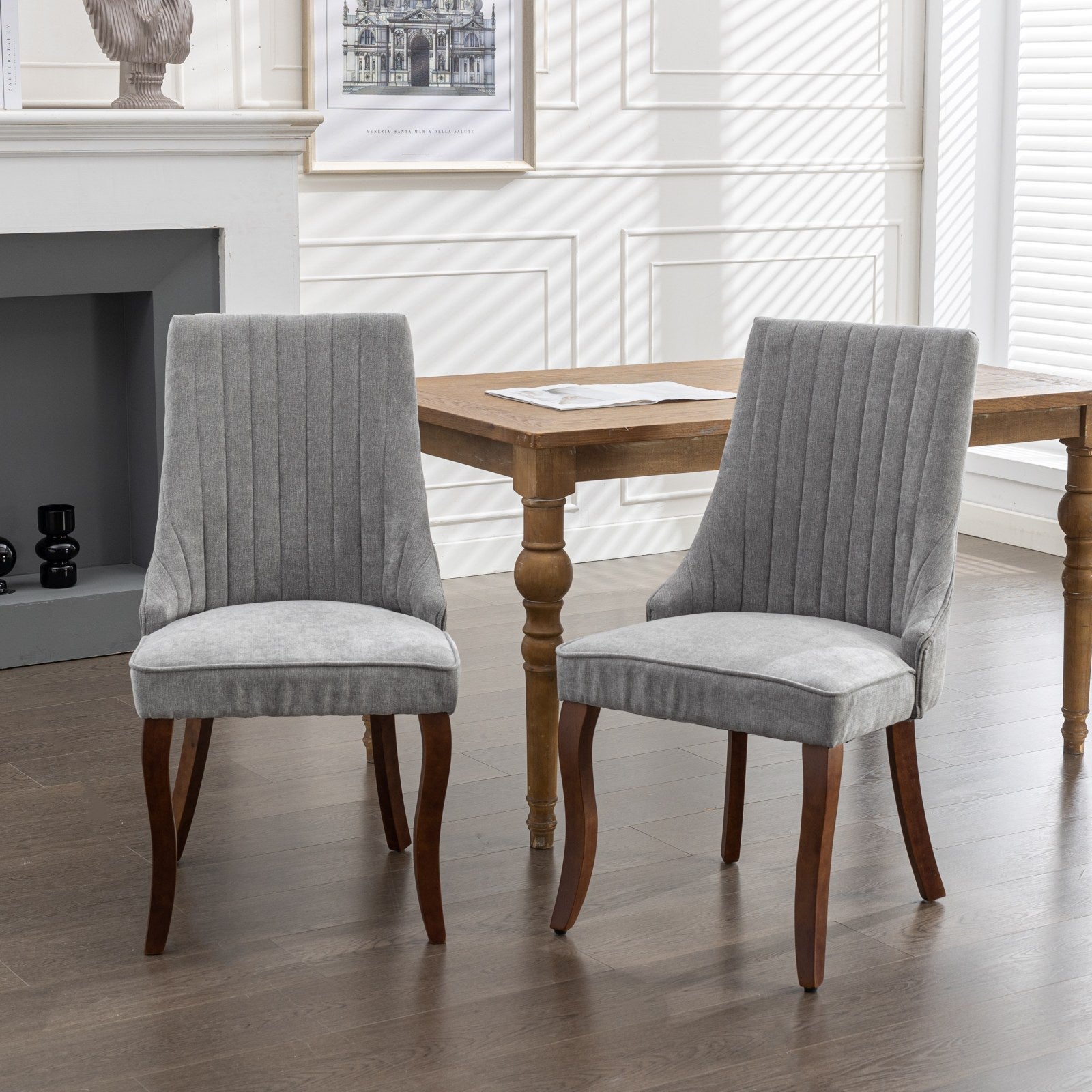 Moa Curved Linen Dining Chair