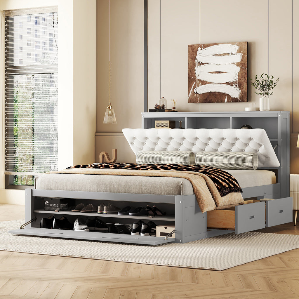 Runa Solid Wood Queen Platform Bed Frame