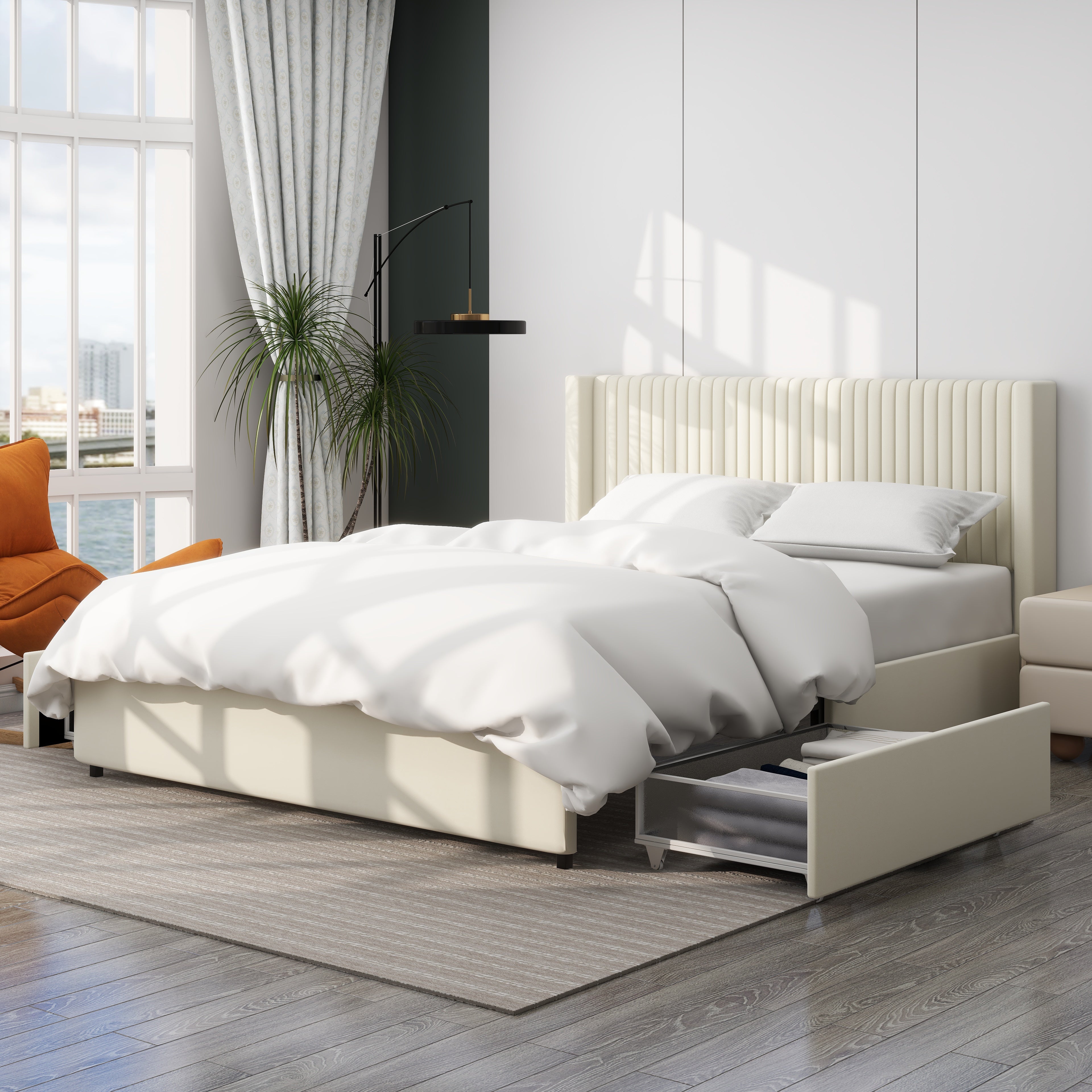 Lykke Velvet Queen Platform Bed Frame