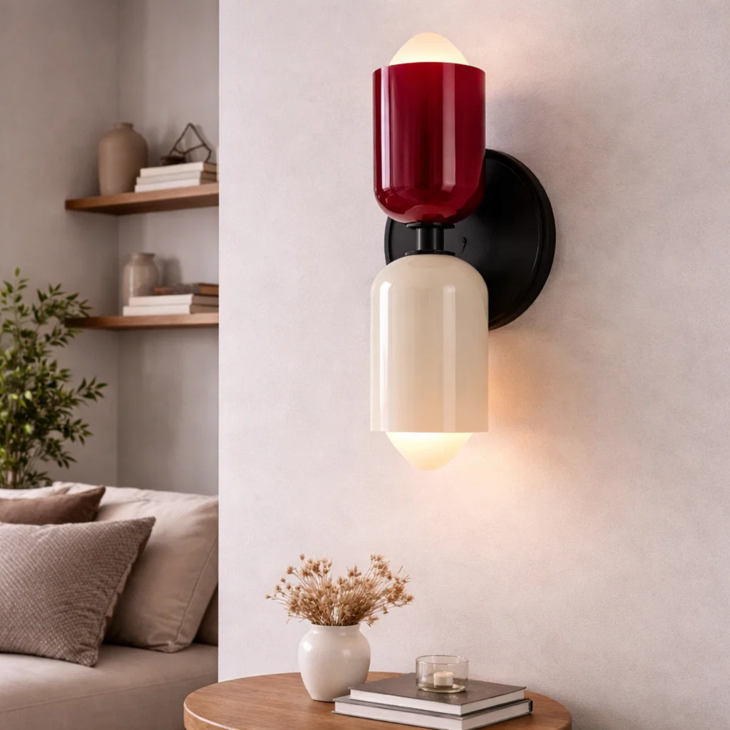 Dubbele wandlamp met warm licht