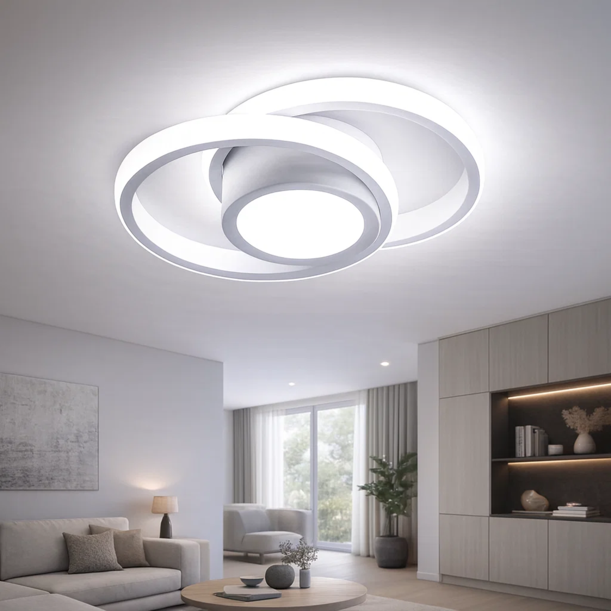 Doppelte Ring-Deckenleuchte mit ruhiger Ausstrahlung
