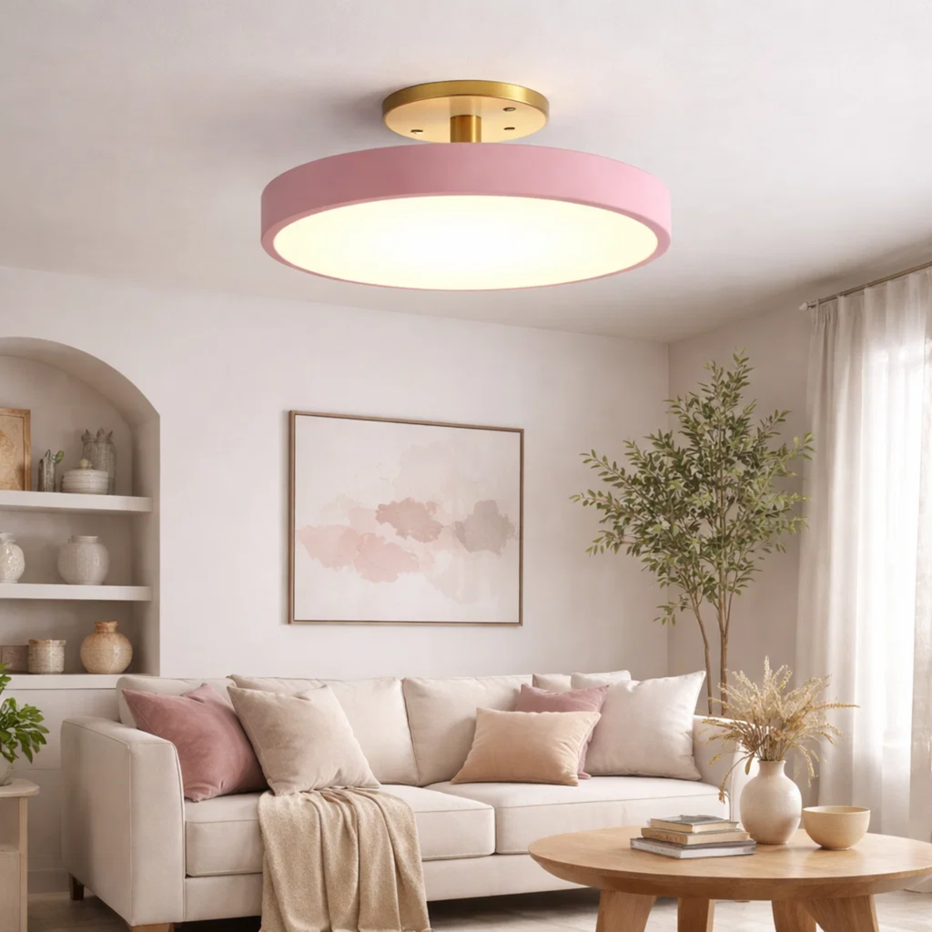 Strakke ronde plafondlamp voor een modern interieur