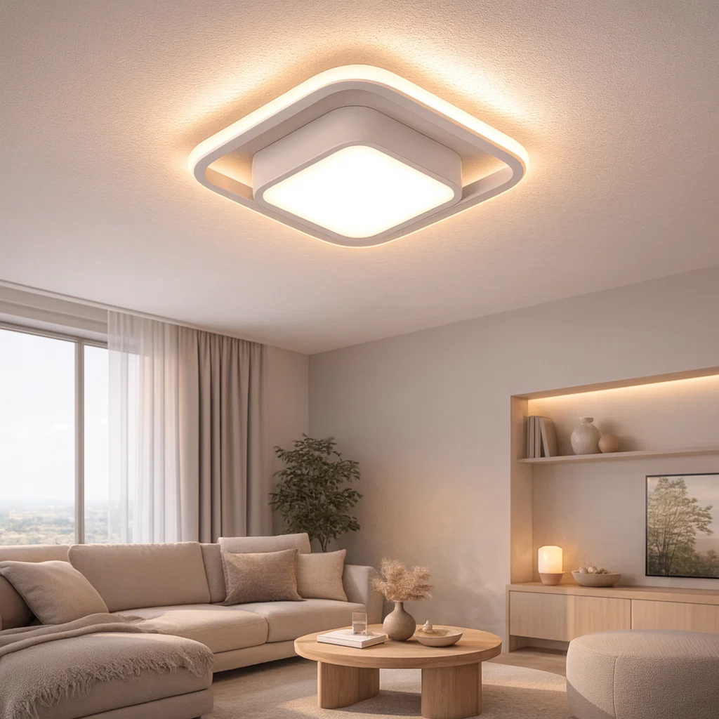 Doppelte Ring-Deckenleuchte mit ruhiger Ausstrahlung