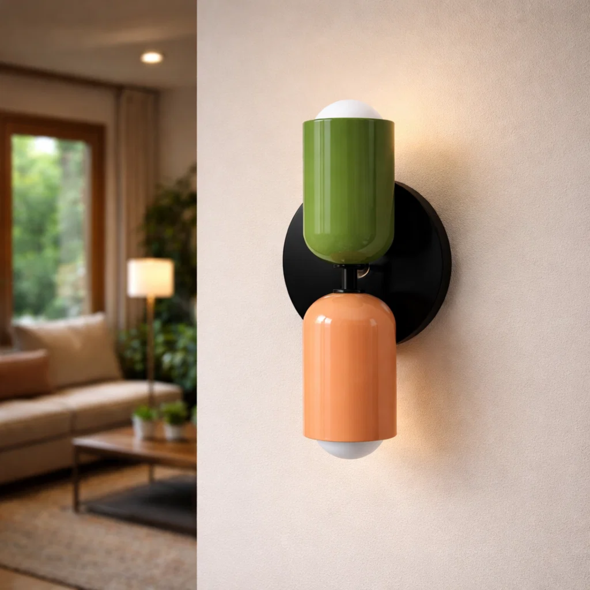 Dubbele wandlamp met warm licht