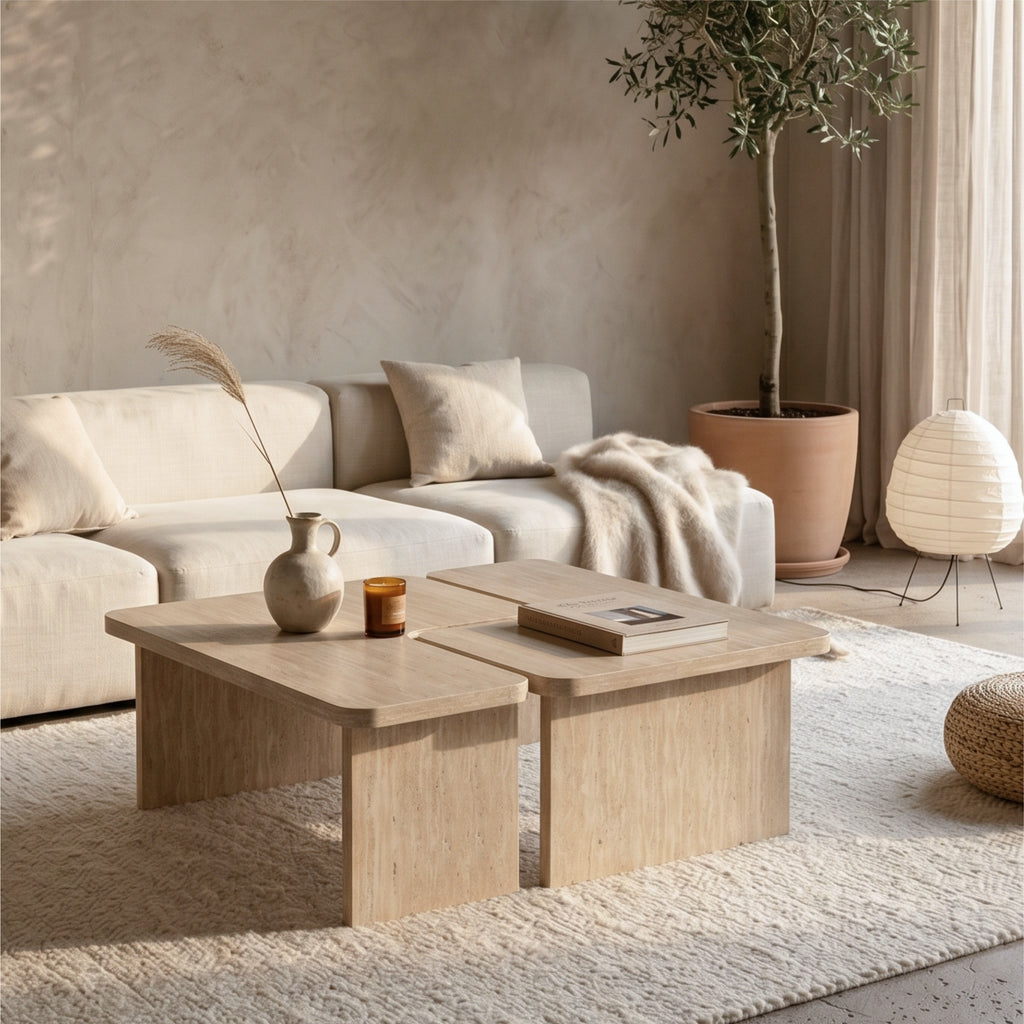 Calla Nesting Travertine Coffee Table