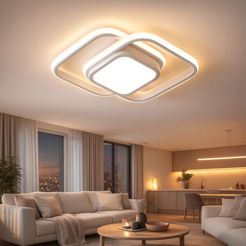 Doppelte Ring-Deckenleuchte mit ruhiger Ausstrahlung