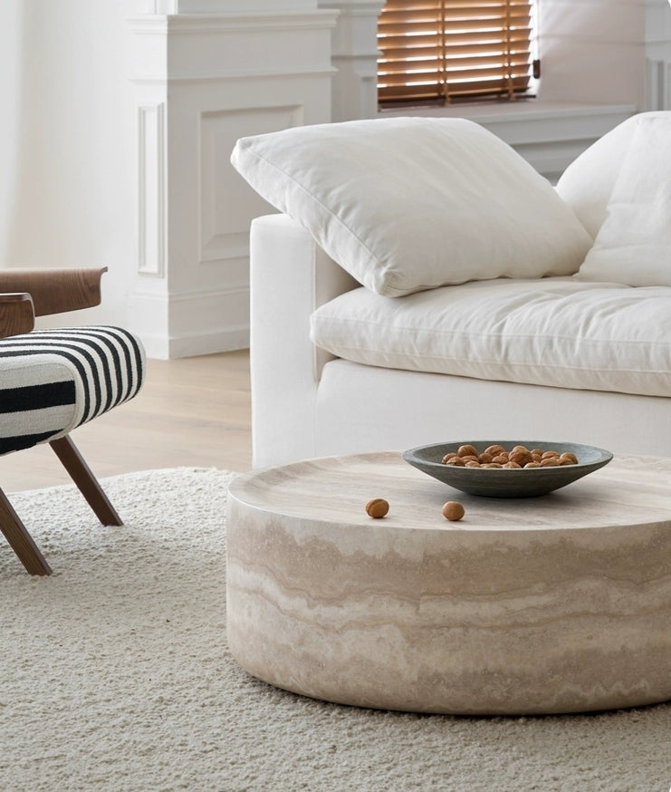 Tove Round Travertine Coffee Table