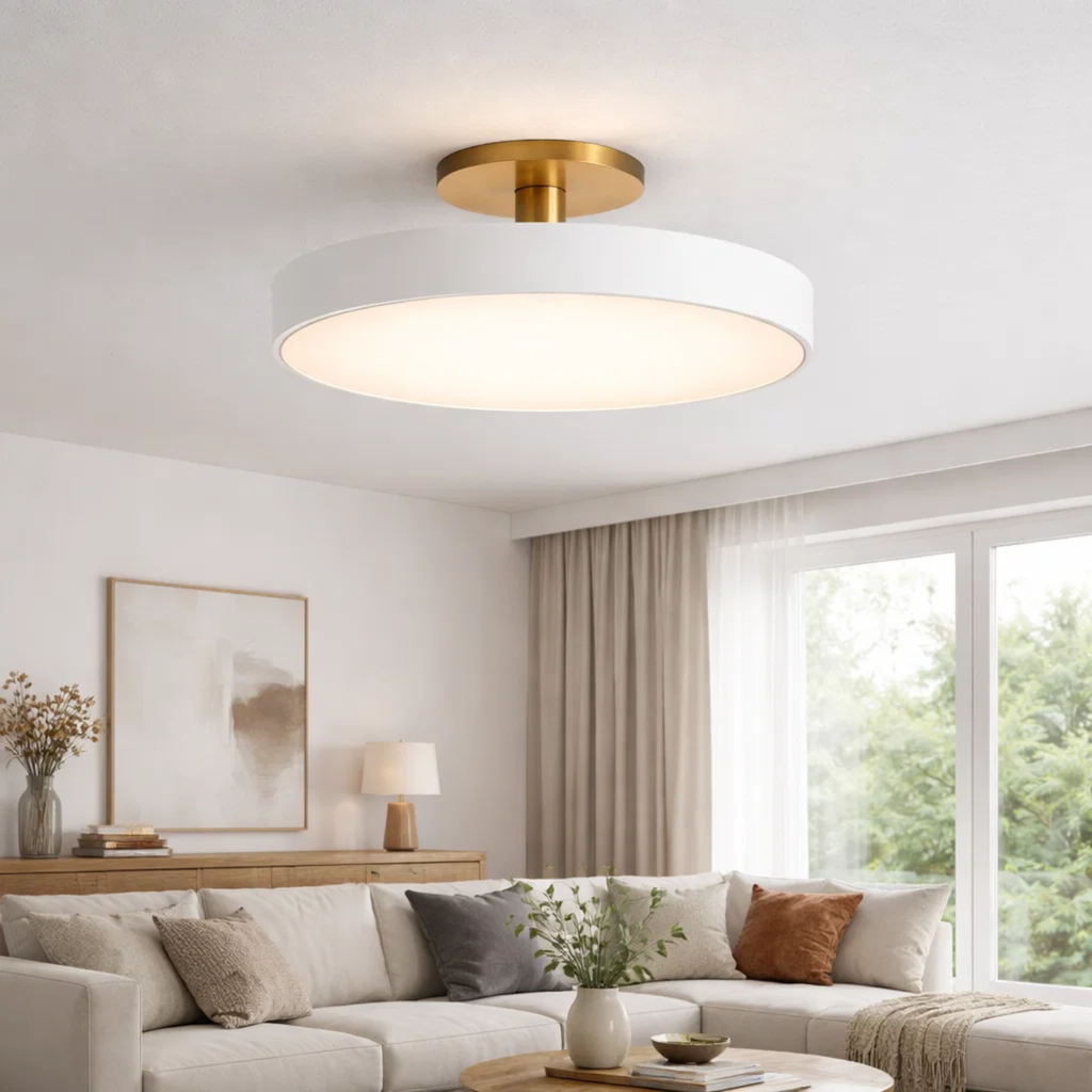 Strakke ronde plafondlamp voor een modern interieur