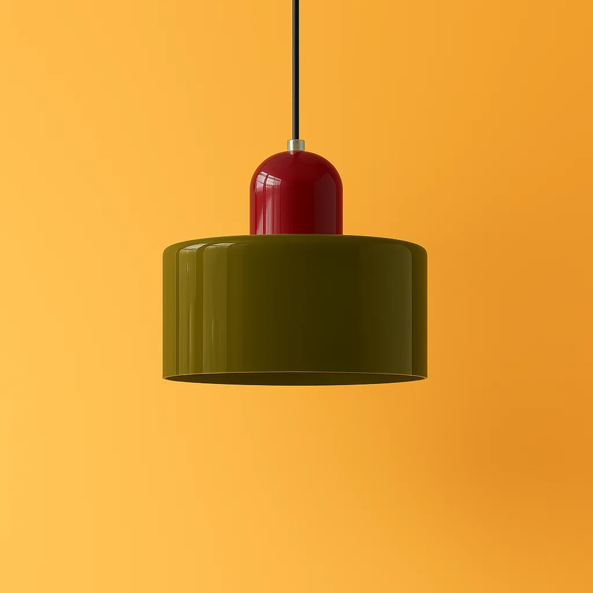 Retro plafondlamp met gekleurde kap