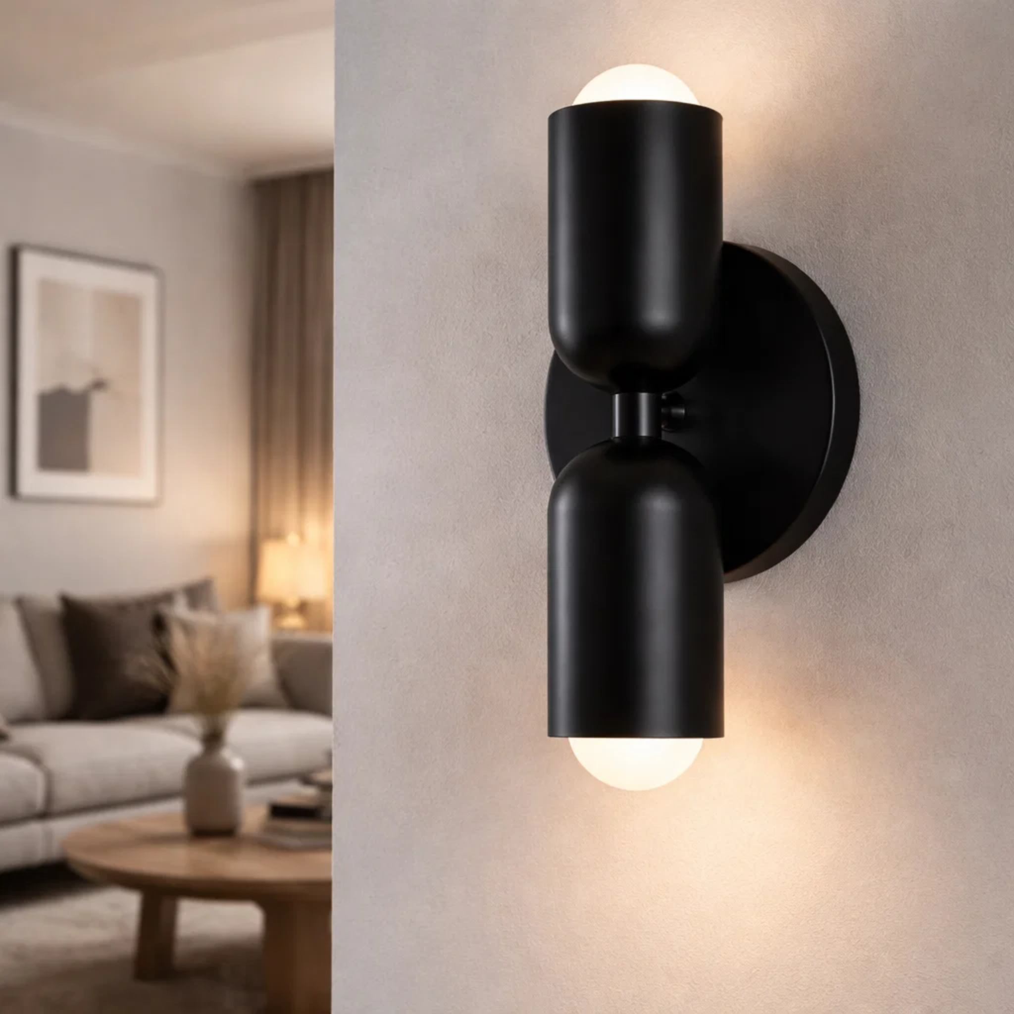 Dubbele wandlamp met warm licht