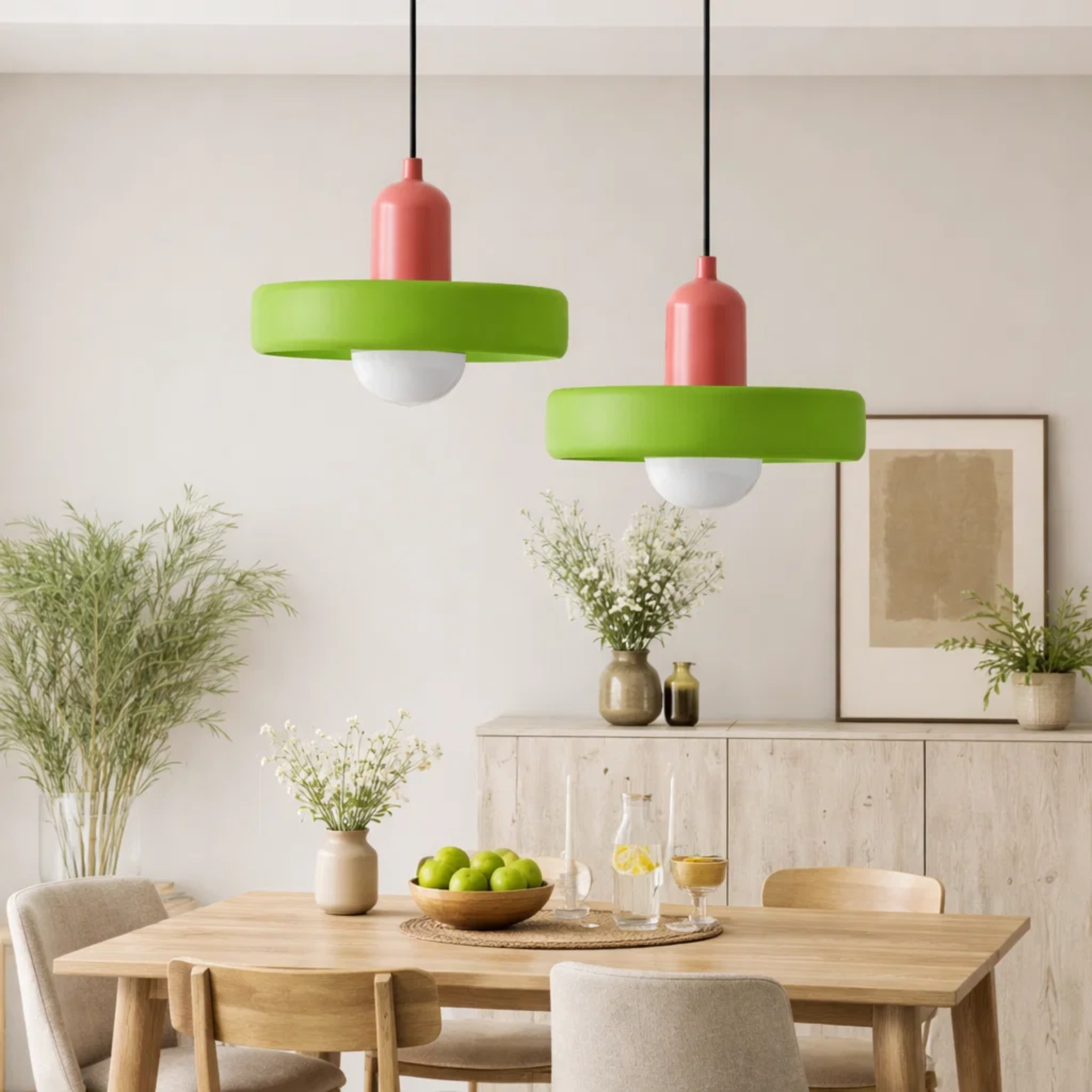 Bauhaus plafondlampen met glas en kleuraccenten