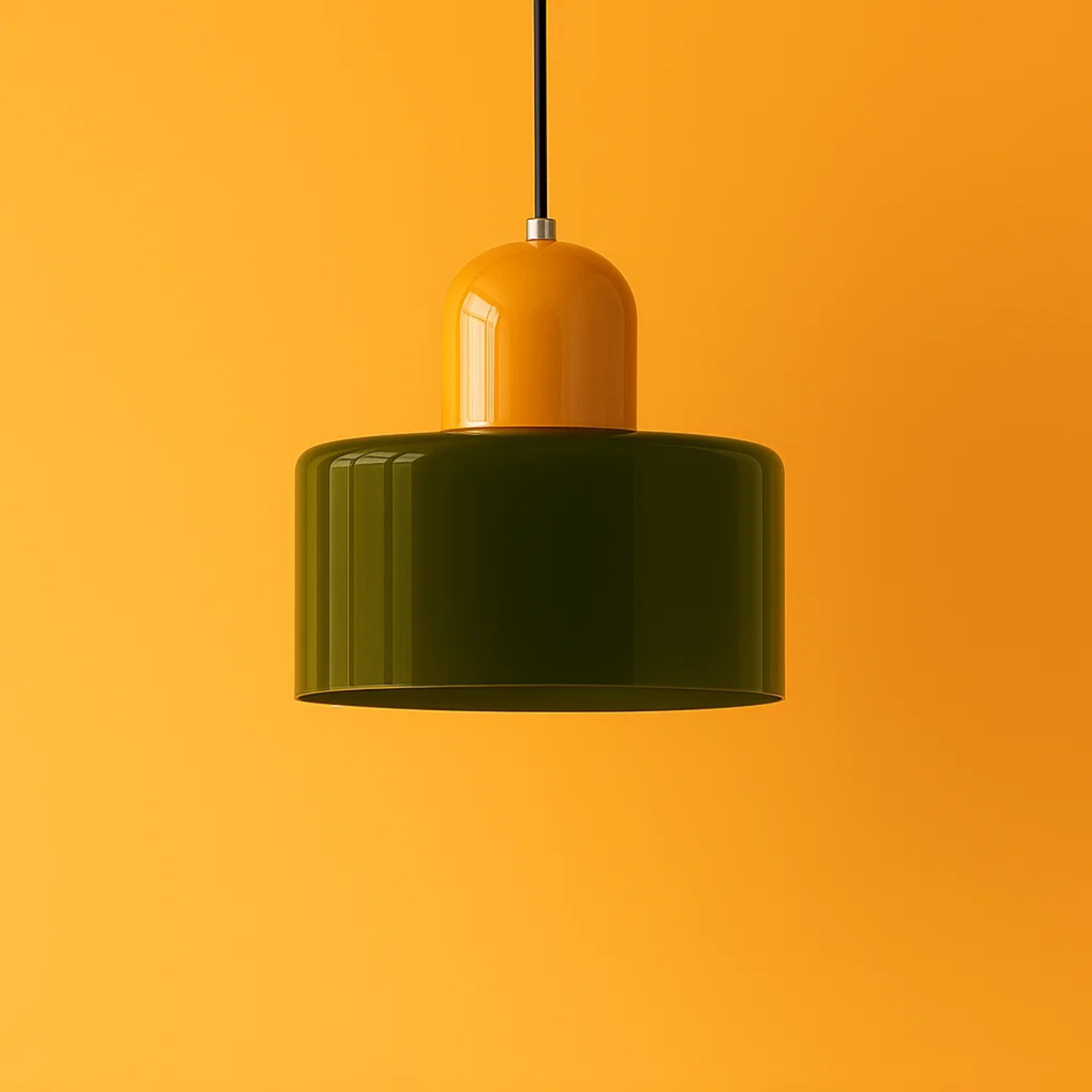 Retro plafondlamp met gekleurde kap