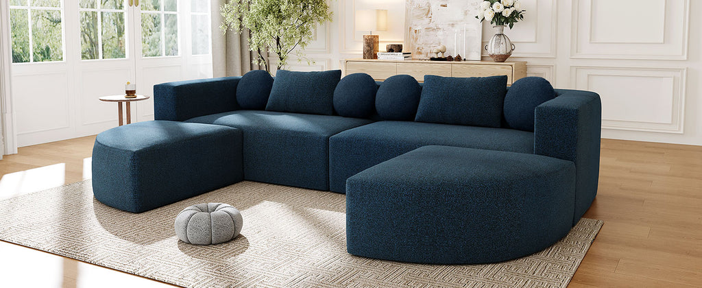 Oda Curved Boucle Sectional Sofa