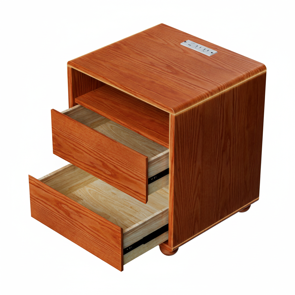 Saga Curved Walnut Nightstand