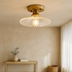 Ceiling Lamp with Ribbed, Flared Shade