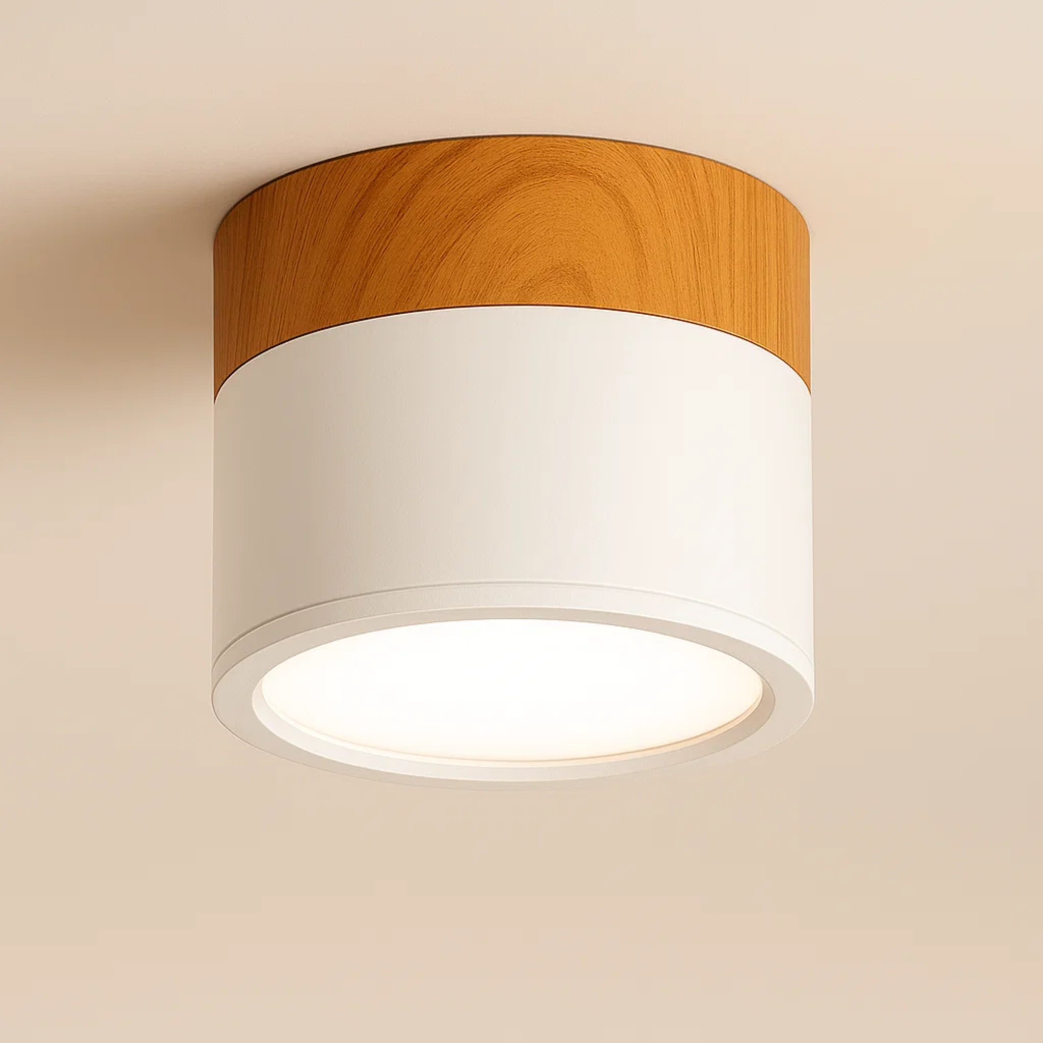 LED-plafondspot met houtaccent