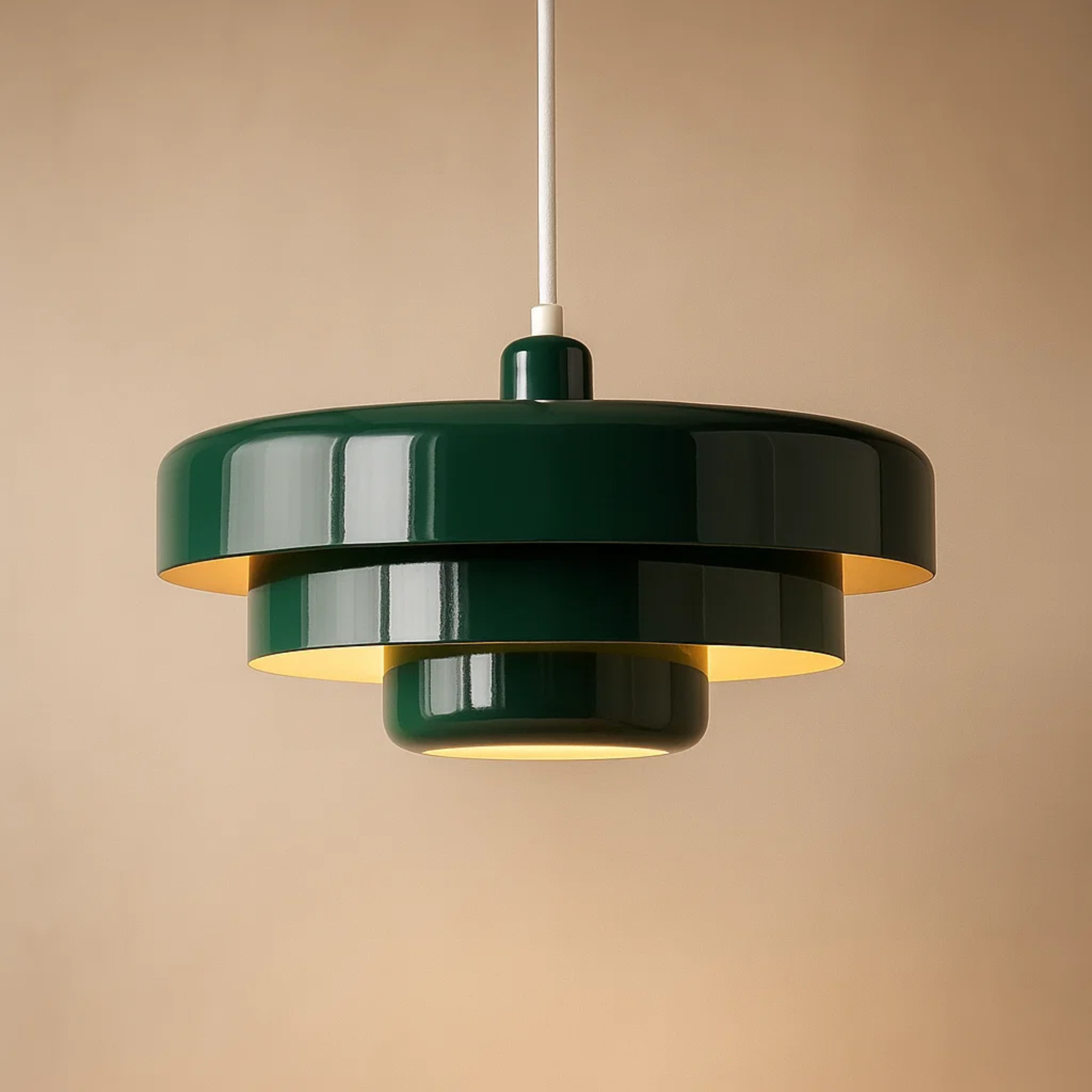 Retro gekleurde hanglamp met gelaagde kap
