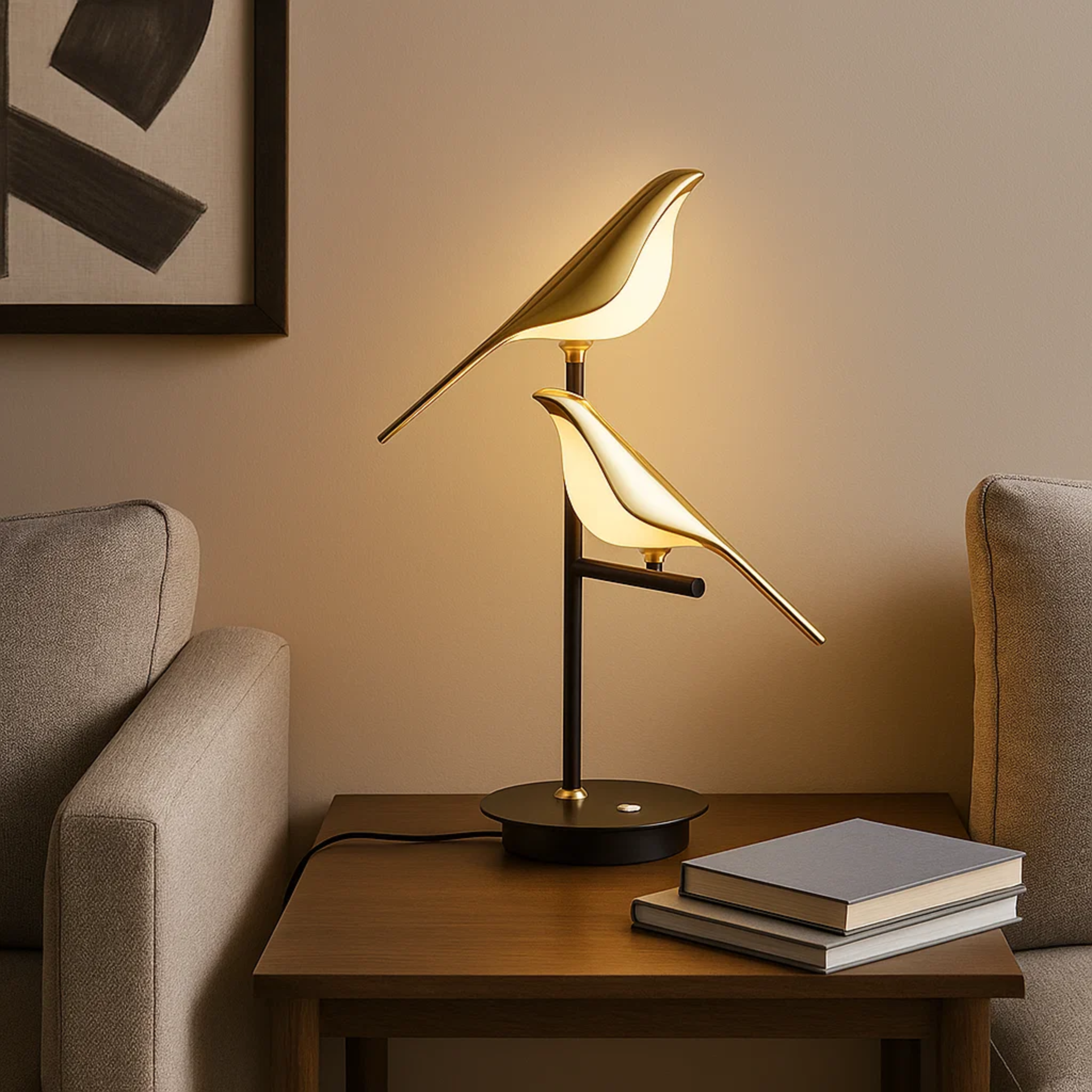 LED-tafellamp met vogelfiguren